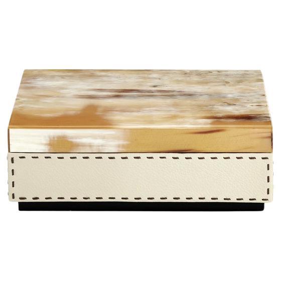Ottavia Box in Pebbled Leather with Lid in Corno Italiano, Mod. 4468