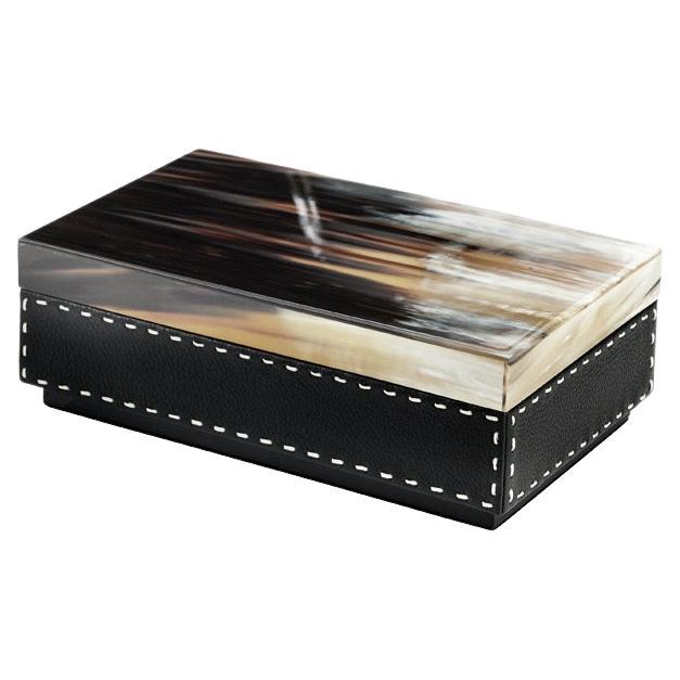 Ottavia Box in Pebbled Leather with Lid in Corno Italiano, Mod. 4469 For Sale