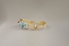 Ottaviani 18kt Yellow Gold Enamel Cuff Bracelet, Italy Circa 1970