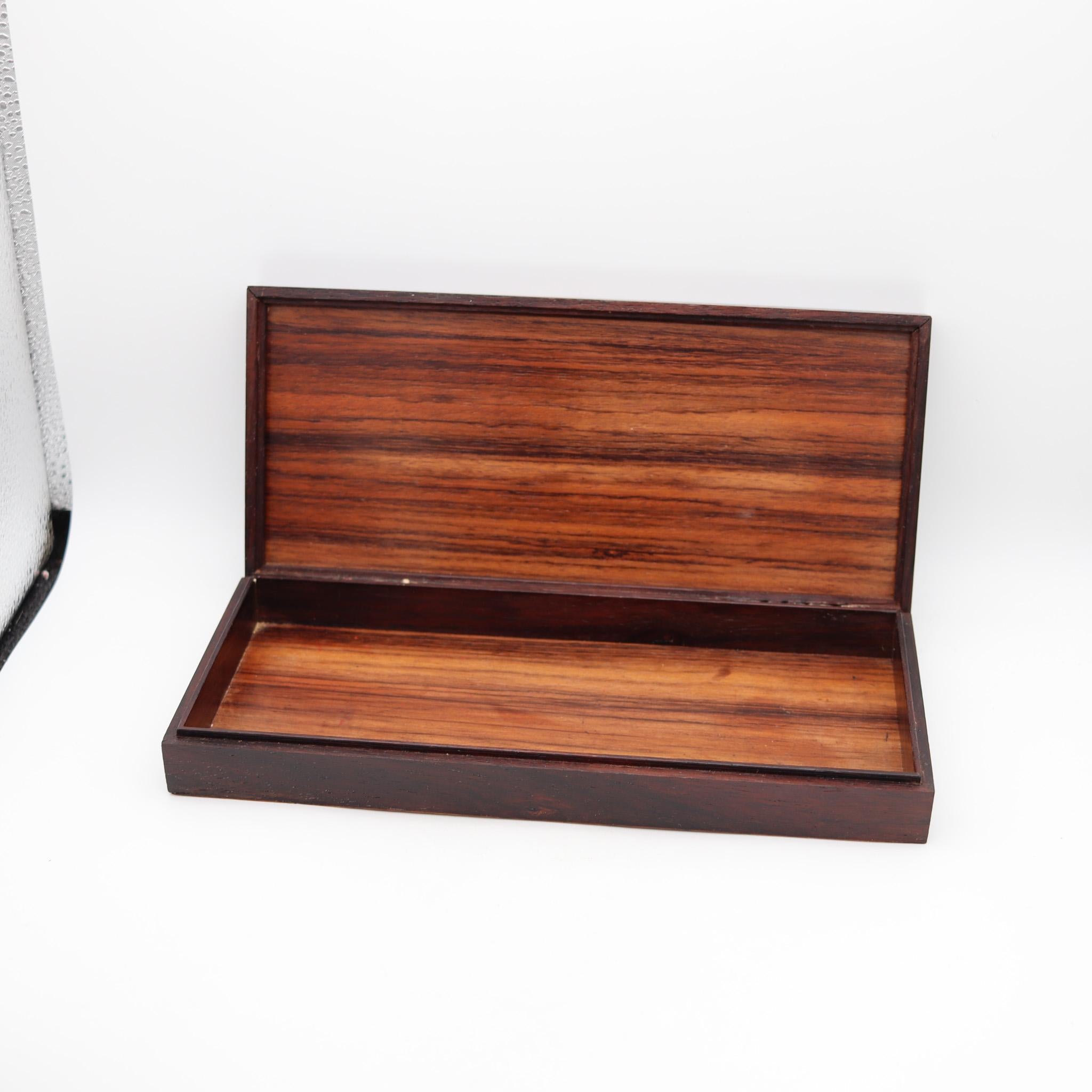 OTTAVIANI Caja de cedro modernista 1960 de plata de ley 925 con diseños esmaltados siglo XX en venta