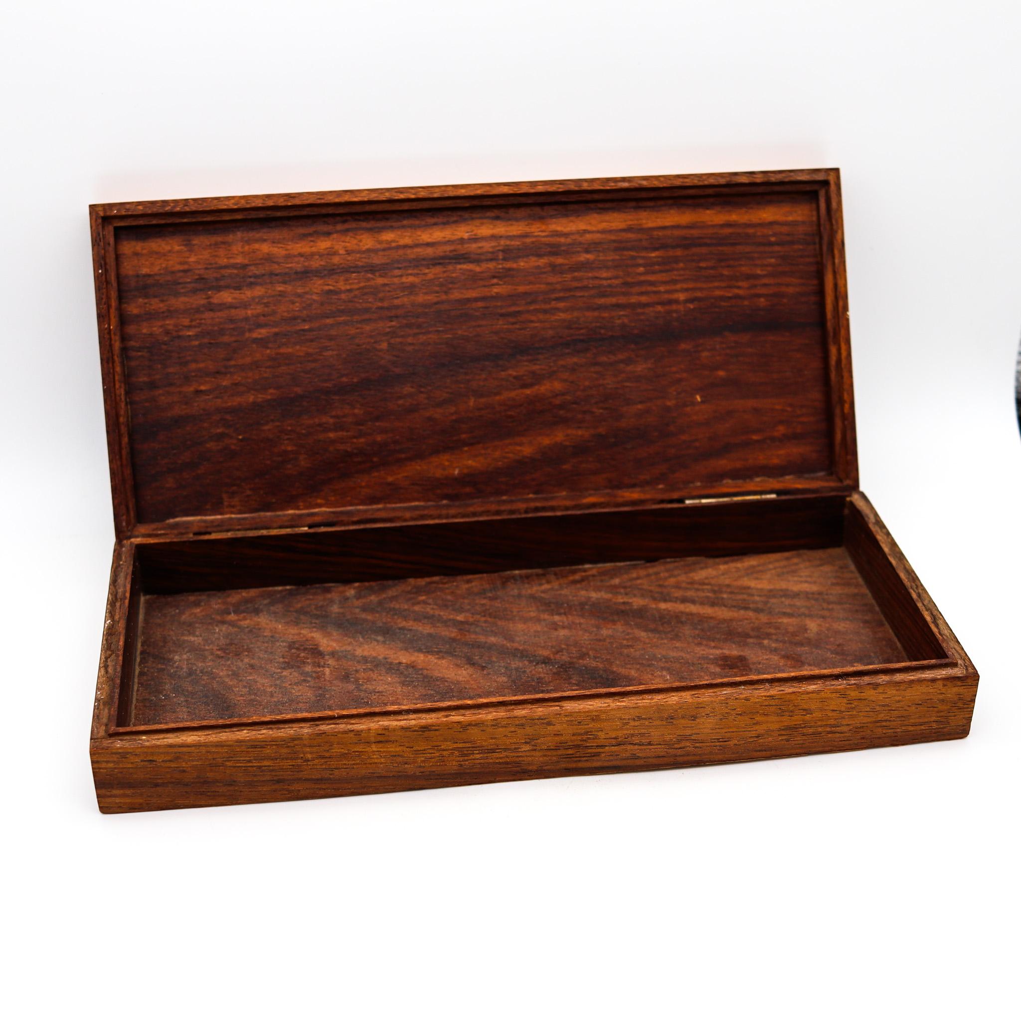 OTTAVIANI Caja de cedro modernista de 1960 con diseños esmaltados Plata de ley .925 Italiano en venta