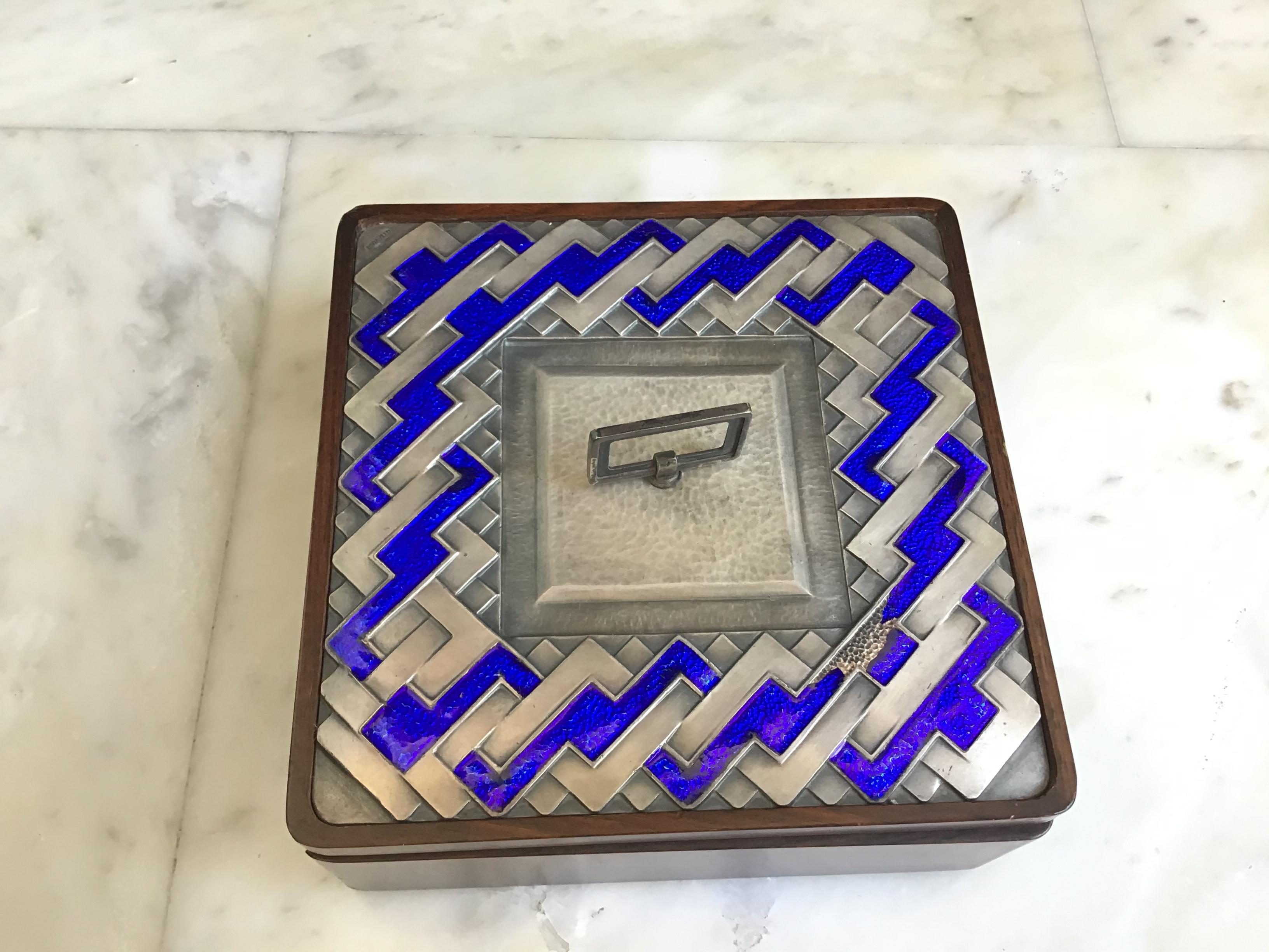 Caja Ottaviani Plata 925 Madera, 1960, Italia mediados del siglo XX en venta