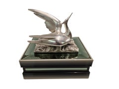 Ottaviani Italian Mid-Century Sterling Silver Lidded Box with bird crane, 1970s