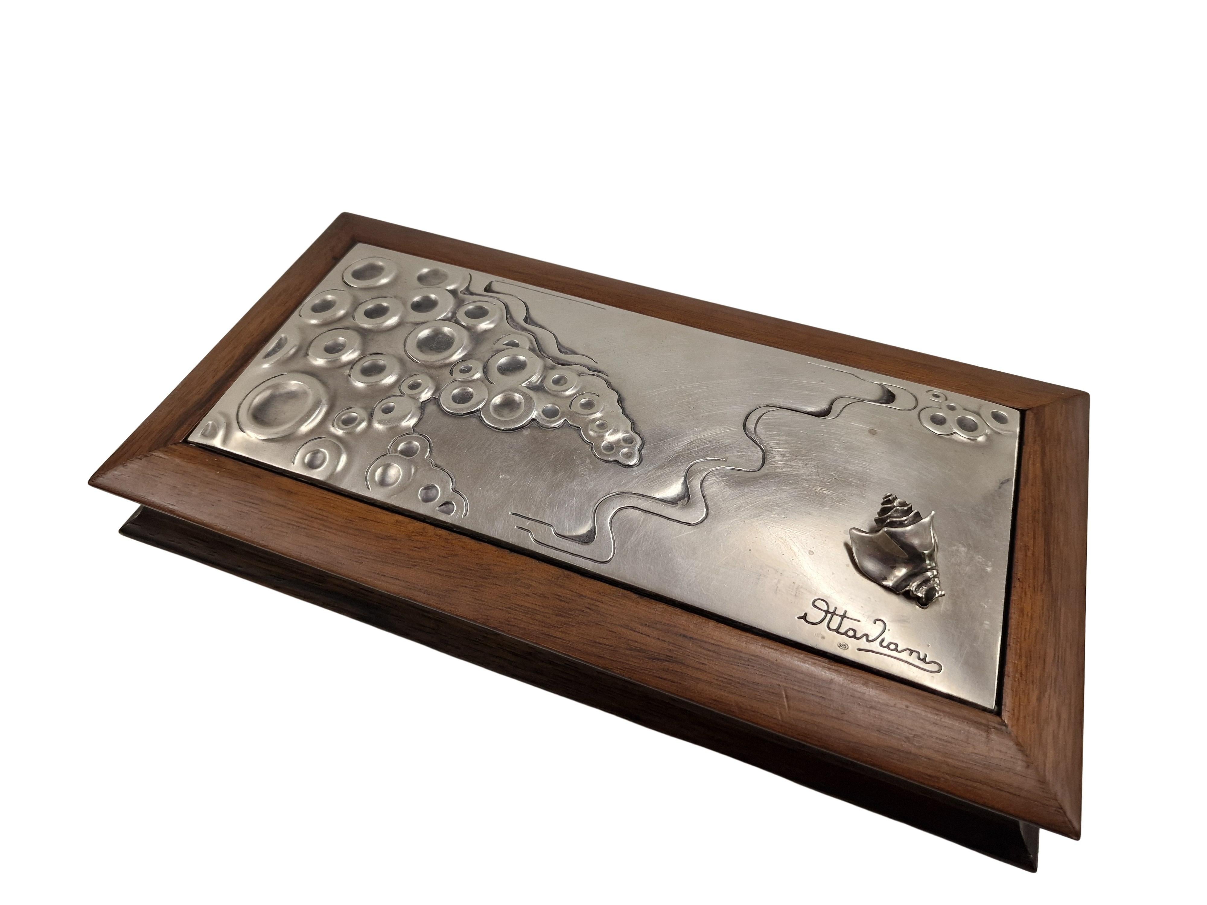 Ottaviani Italienische Sterlingsilber-Dose mit Deckel und Muscheldekor, 1960er Jahre im Angebot 7