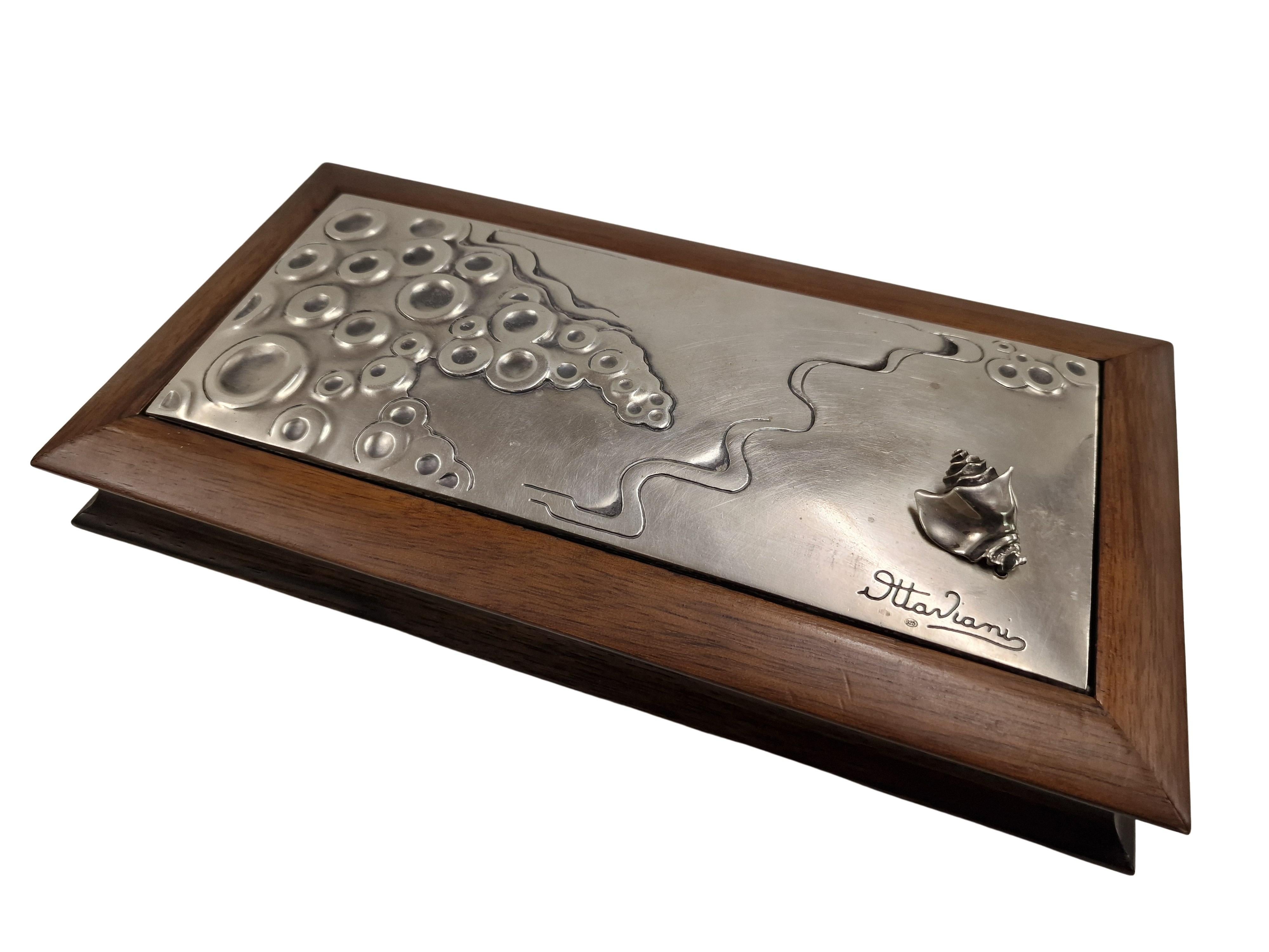 Ottaviani Italienische Sterlingsilber-Dose mit Deckel und Muscheldekor, 1960er Jahre im Angebot 8
