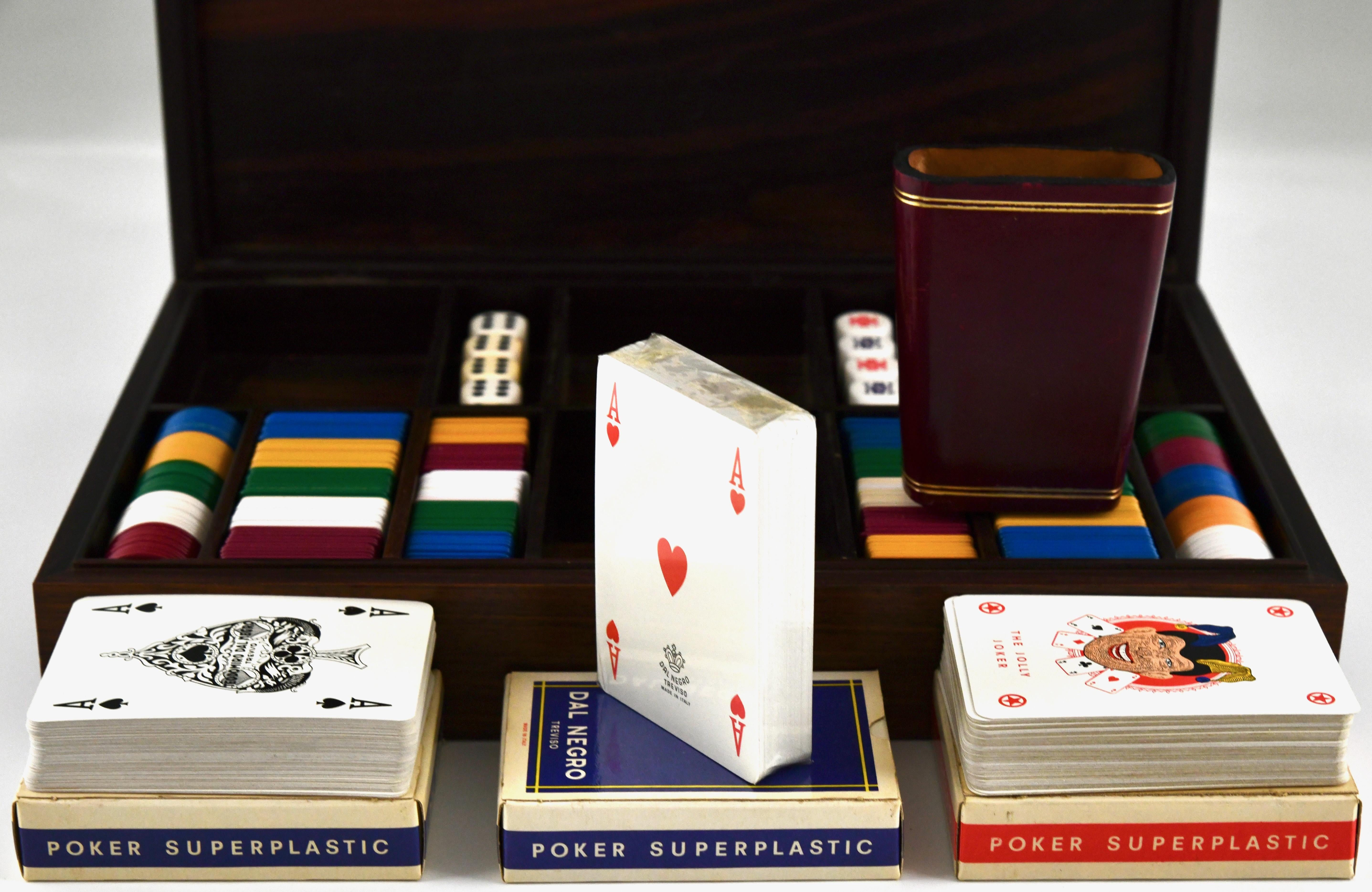 Ottaviani Mid Century Sterling silver enamel and wood playing card box In Good Condition For Sale In Antwerp, BE