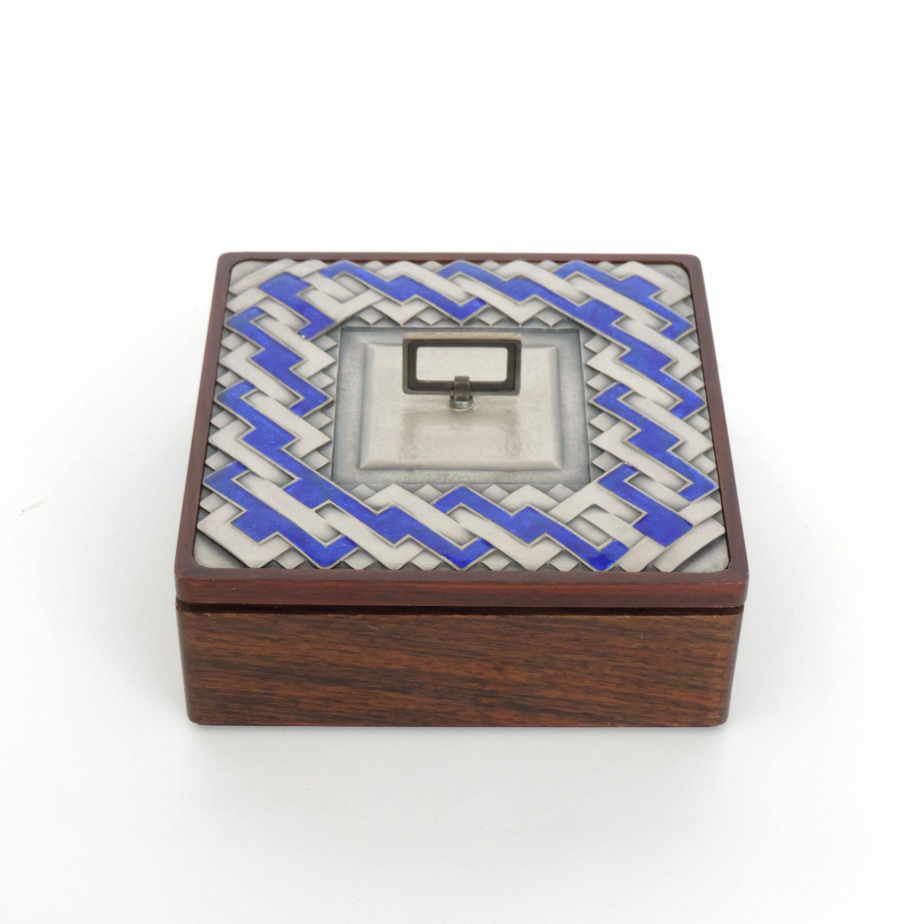 Ottaviani Silver and Enamel Rosewood Box, Italy. 1960s In Good Condition In Milan, IT