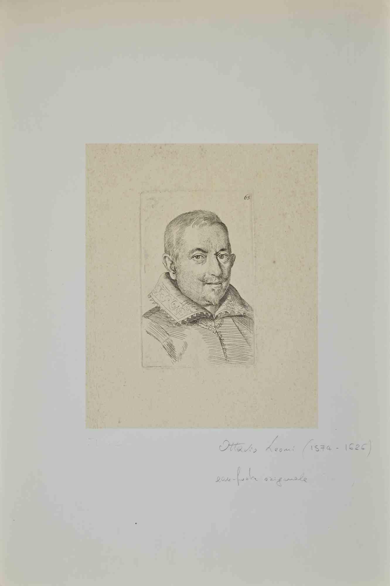 Porträt – Radierung von Ottavio Leoni – 19. Jahrhundert