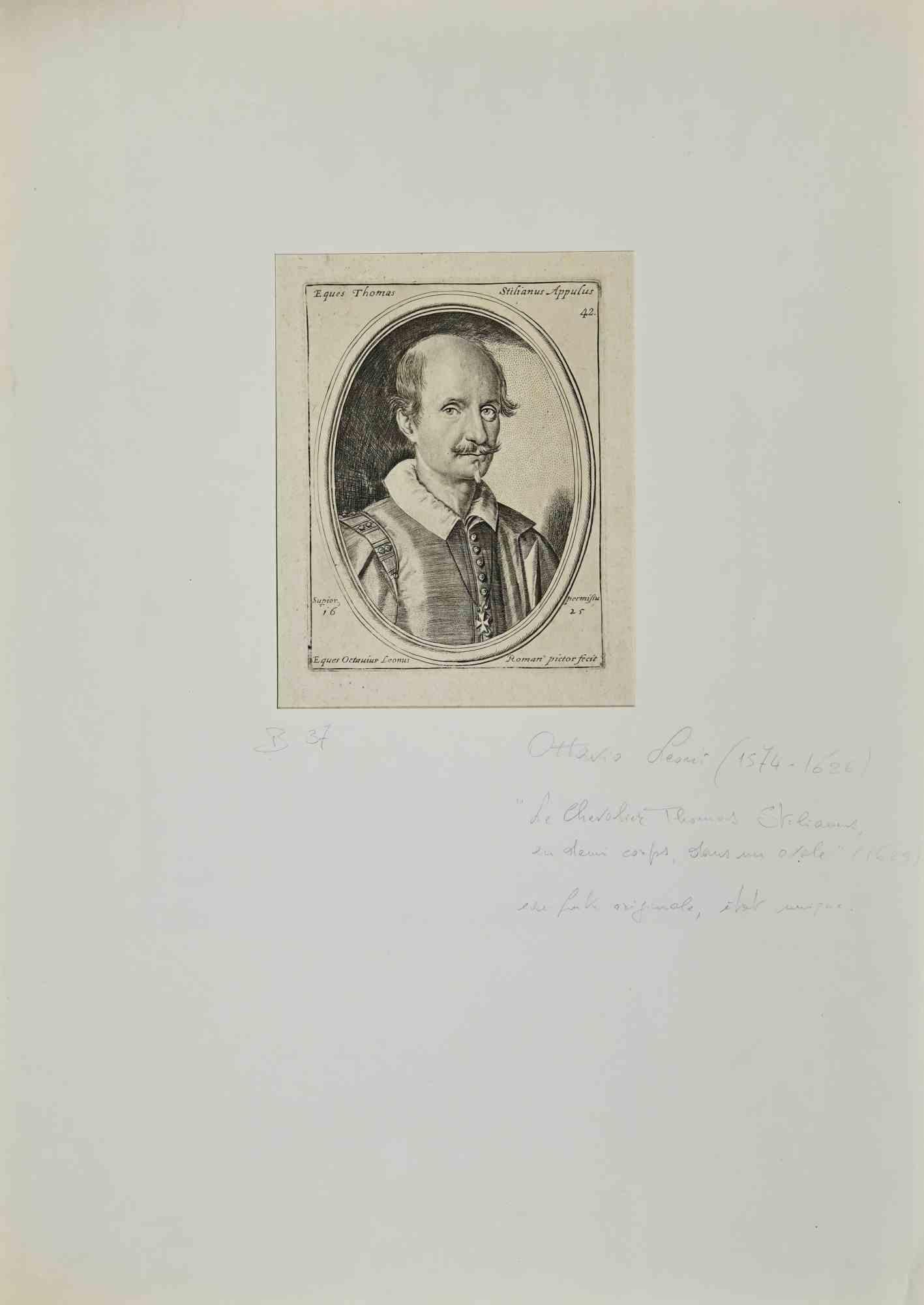 Porträt – Radierung von Ottavio Leoni – 19. Jahrhundert