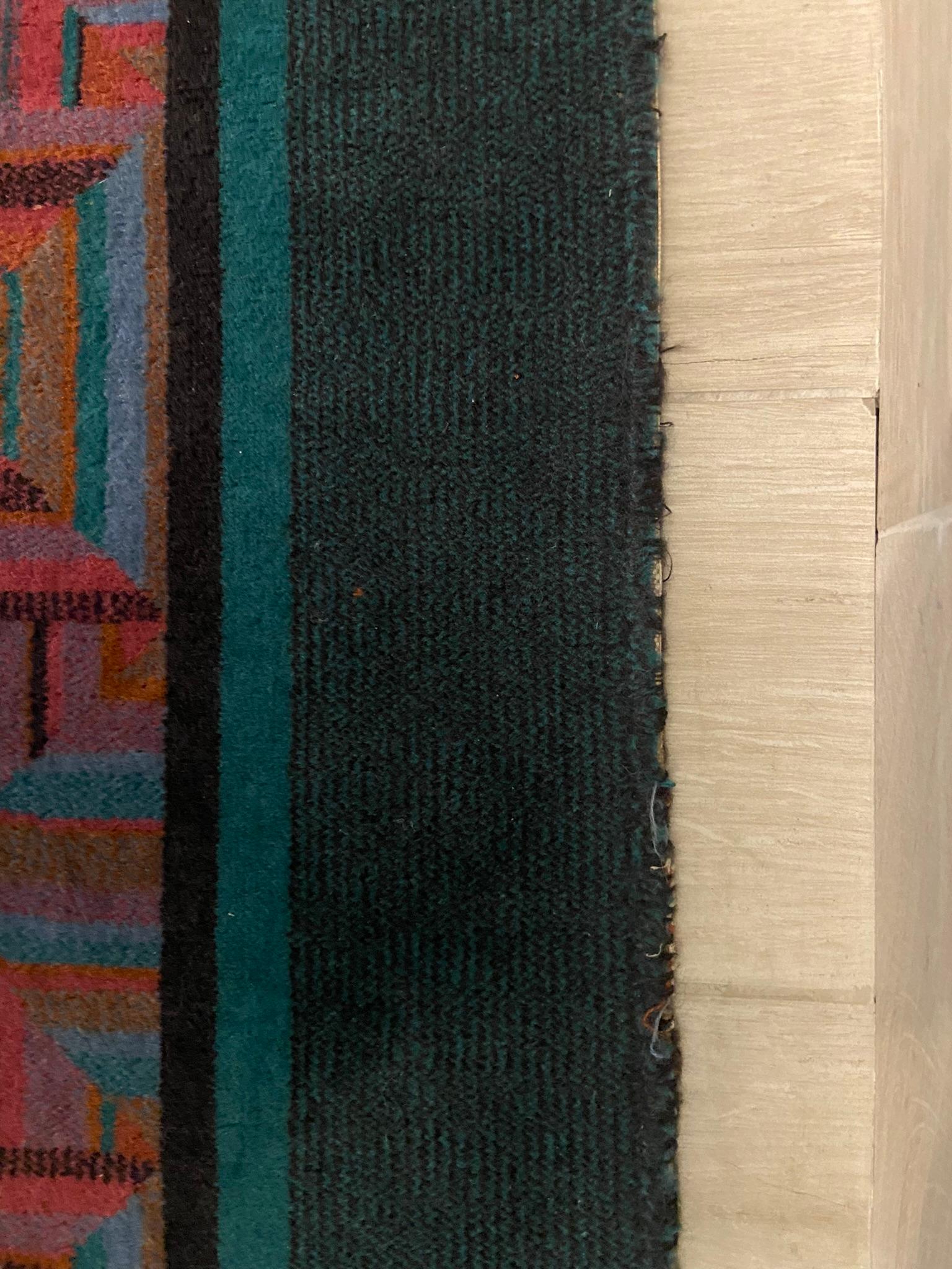 Mid-Century Modern Ottavio Missoni's Geometrical Wool Carpet, Italy 1980s