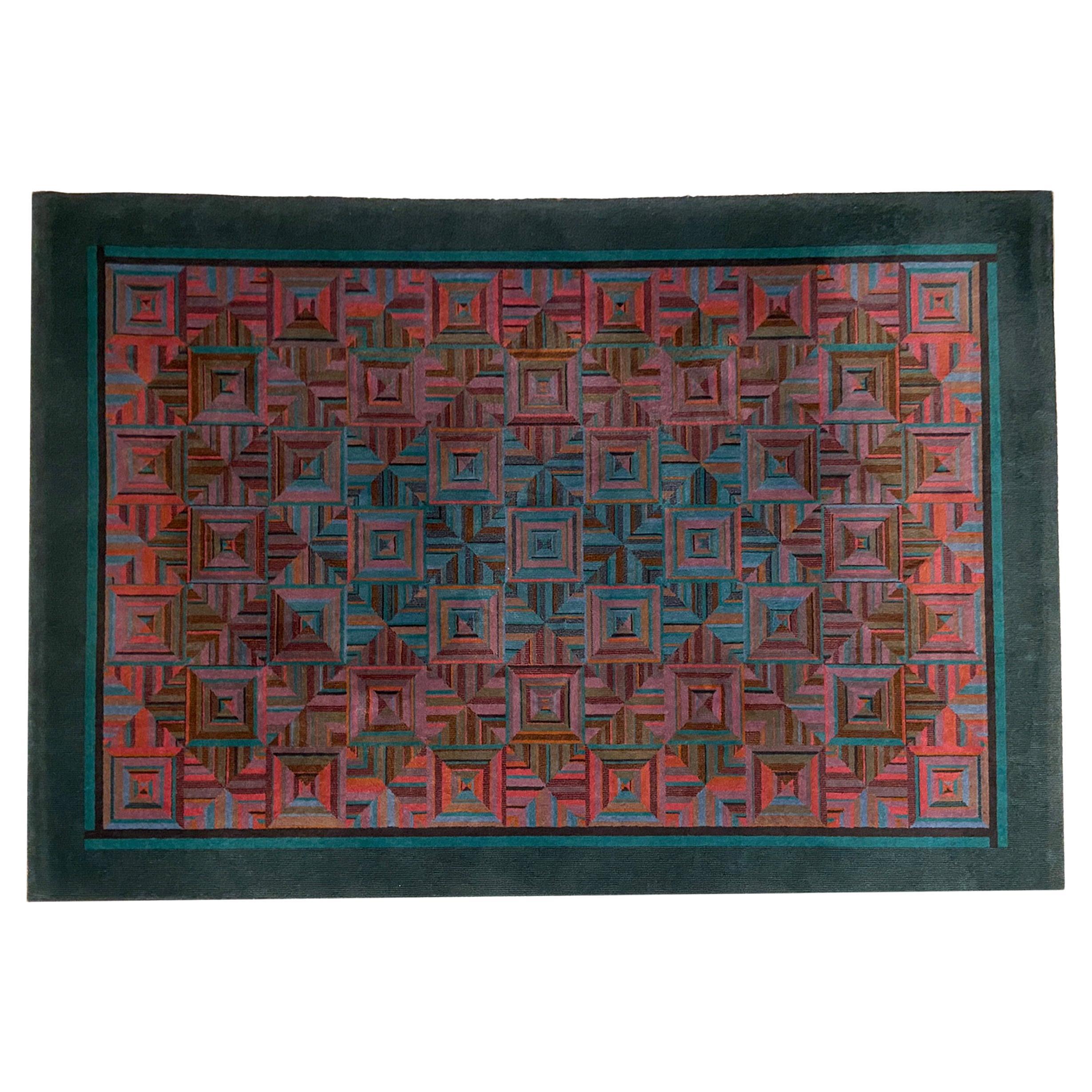 Ottavio Missoni's Geometrical Wool Carpet, Italy 1980s For Sale