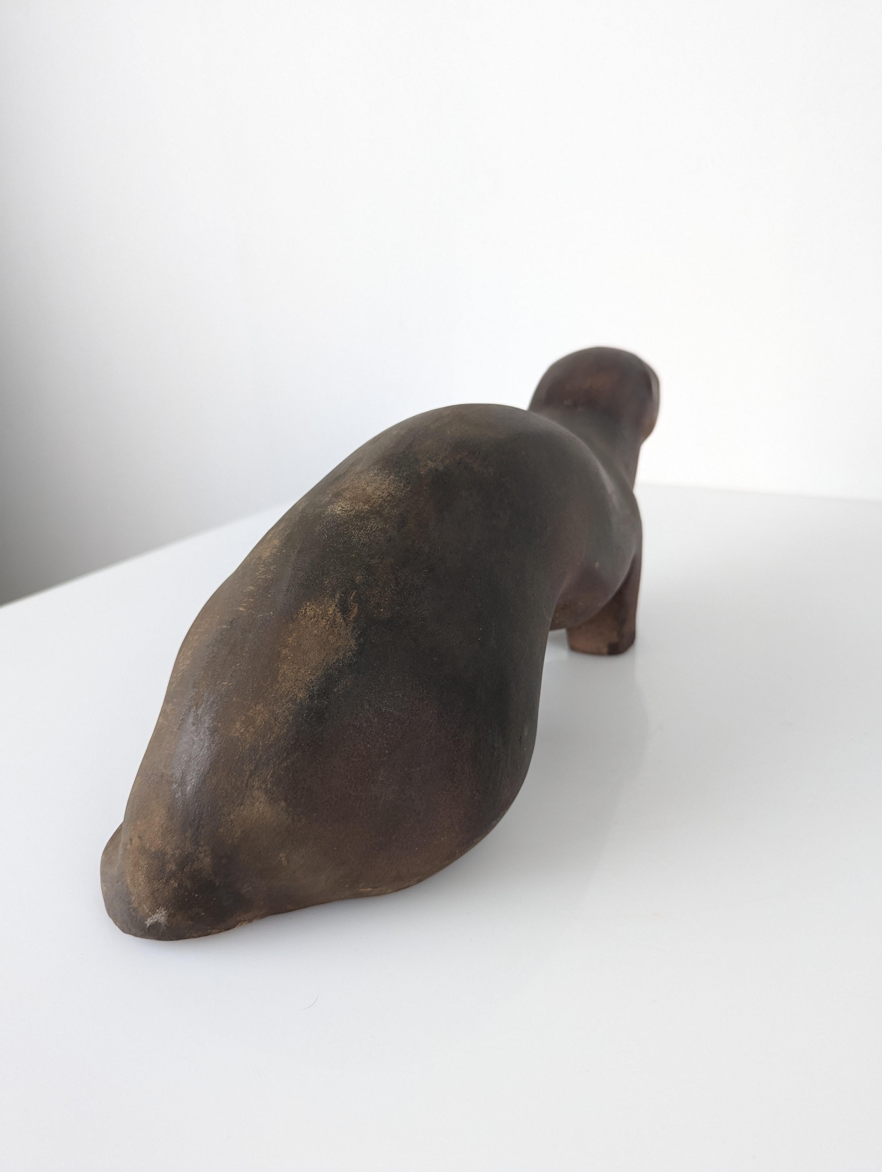 Otter Animal Sculpture by Elena Laverón, 1980s In Good Condition For Sale In Benalmadena, ES