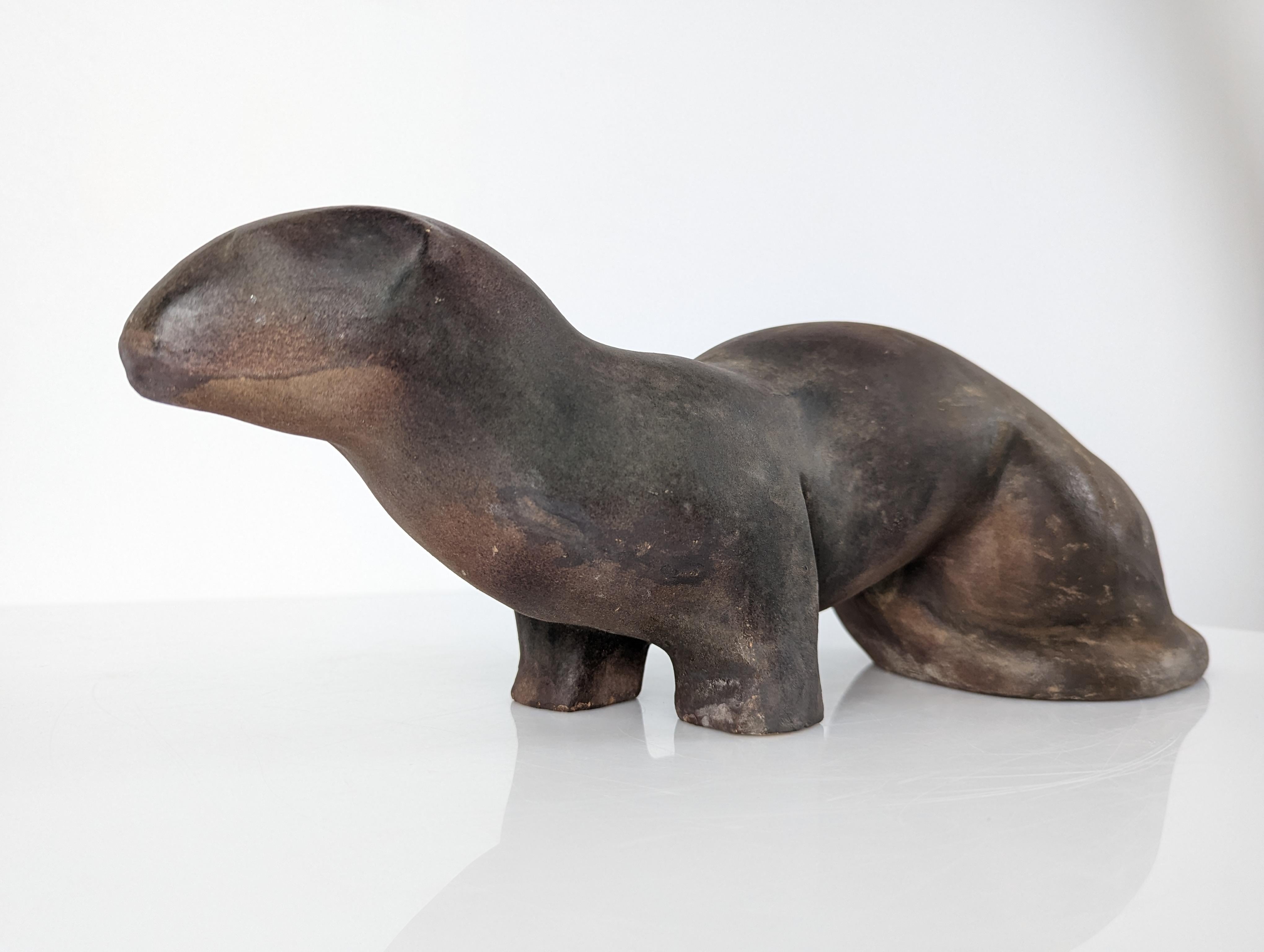 Ceramic Otter Animal Sculpture by Elena Laverón, 1980s For Sale