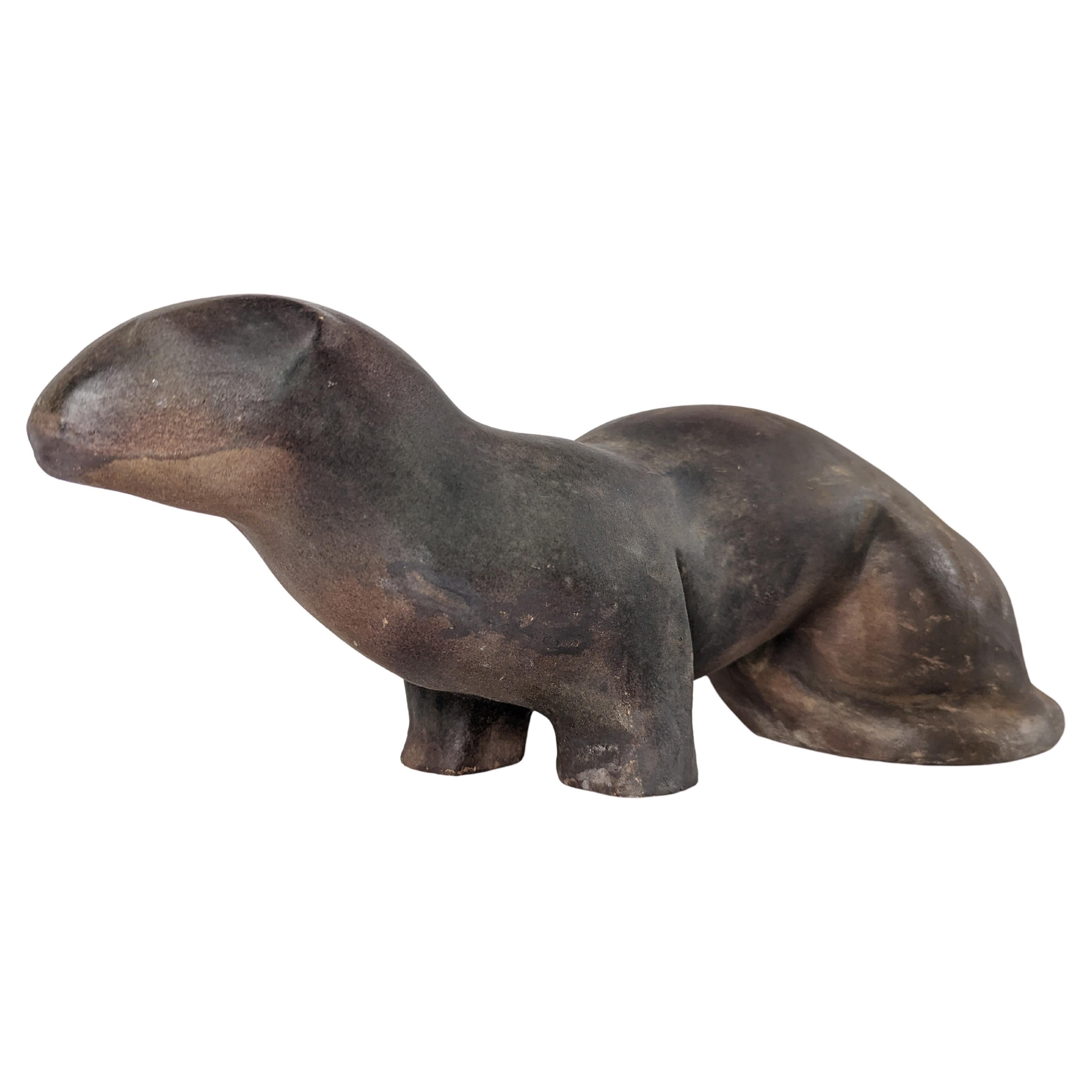 Sculpture d'animal loutre par Elena Laverón 1980