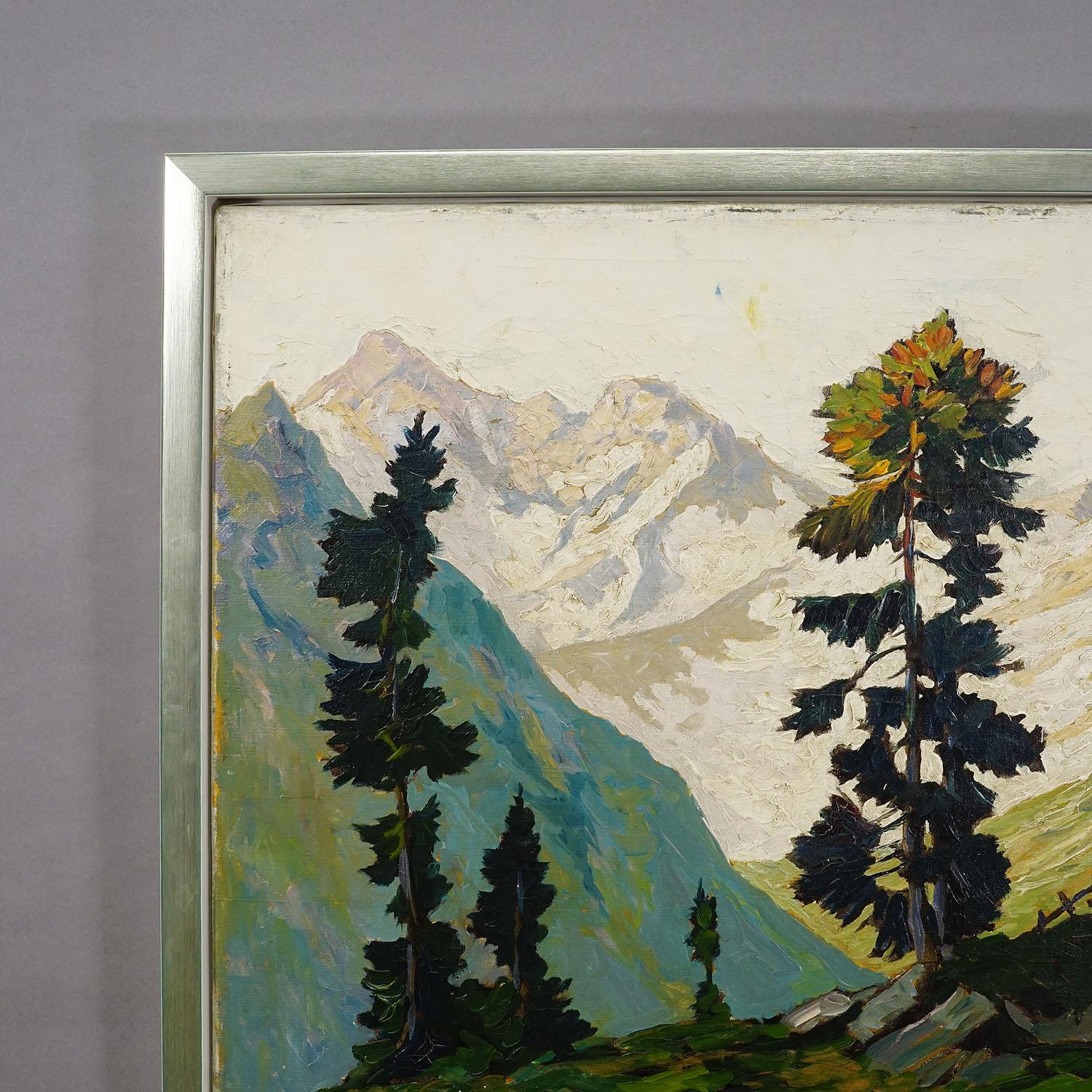 Otto Ackermann - Sommerliche Hochgebirgslandschaft ca. 1920s (Land) im Angebot