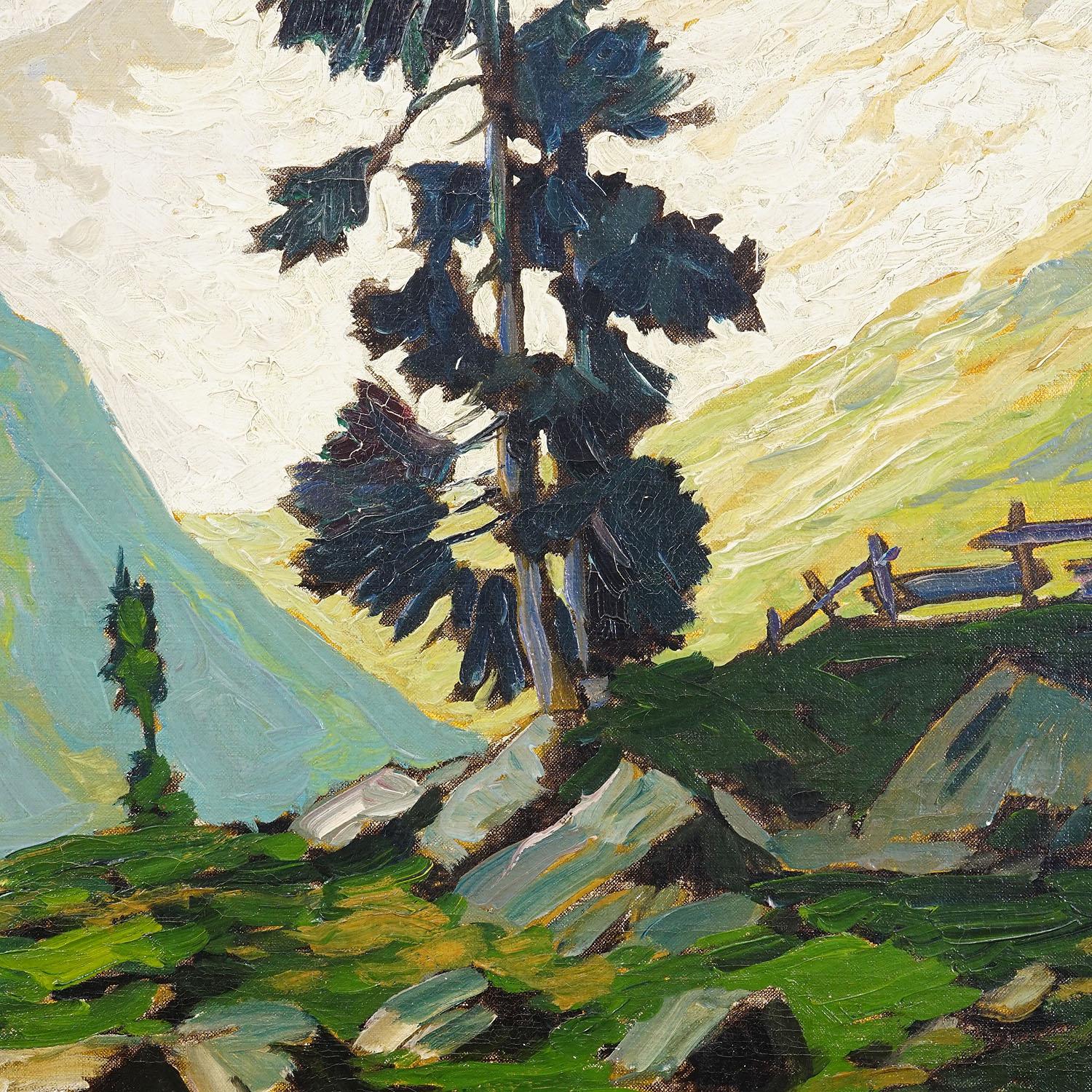Otto Ackermann - Sommerliche Hochgebirgslandschaft ca. 1920s im Zustand „Gut“ im Angebot in Berghuelen, DE