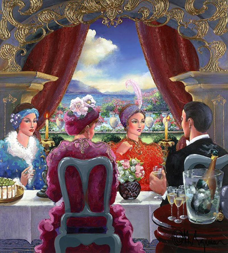 Otto Aguiar Figurative Painting - Dining Out
