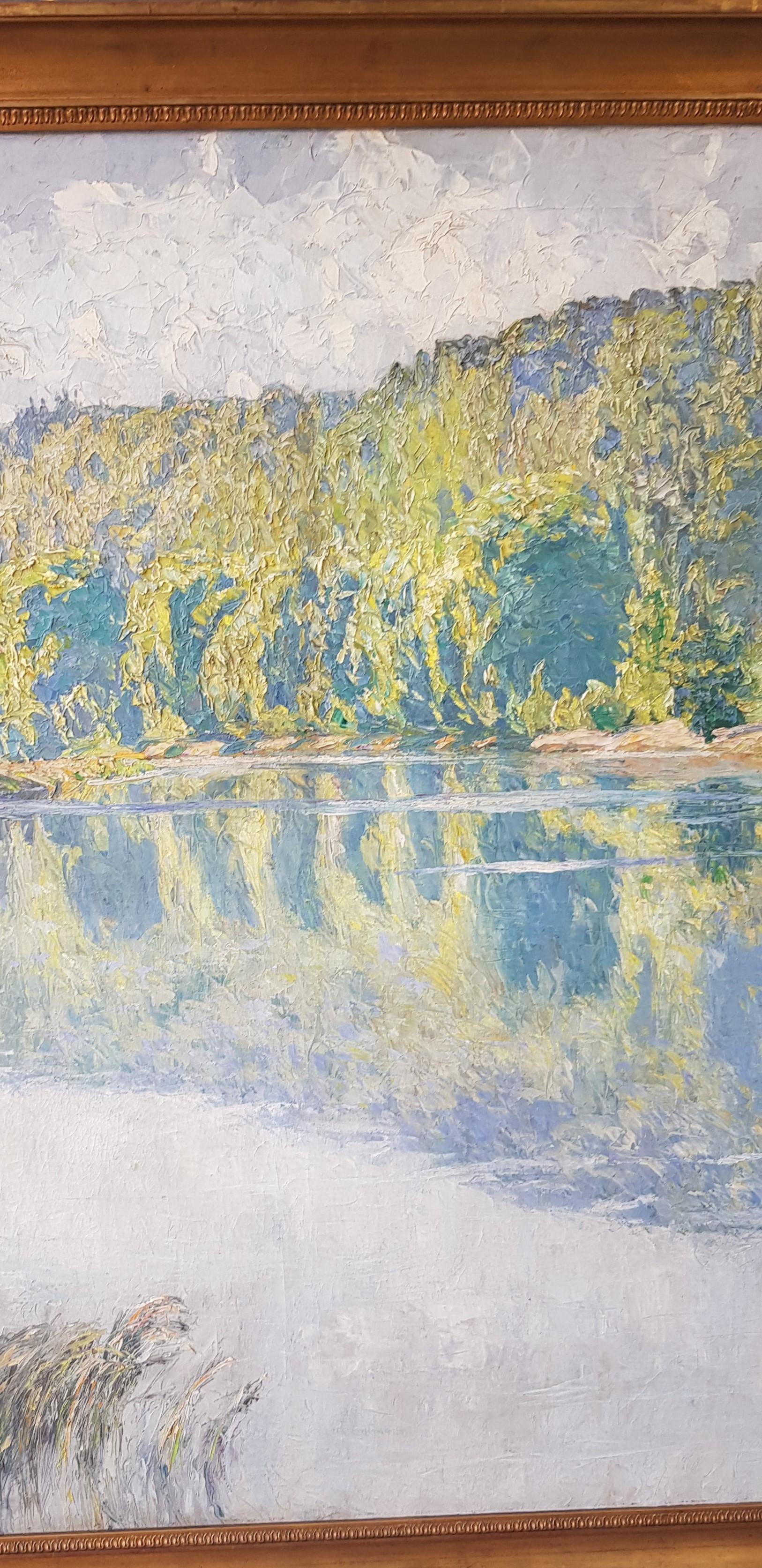 Marzo - Impresión paisaje lienzo Colores Verde Azul Gris Blanco Amarillo Rosa en venta 5