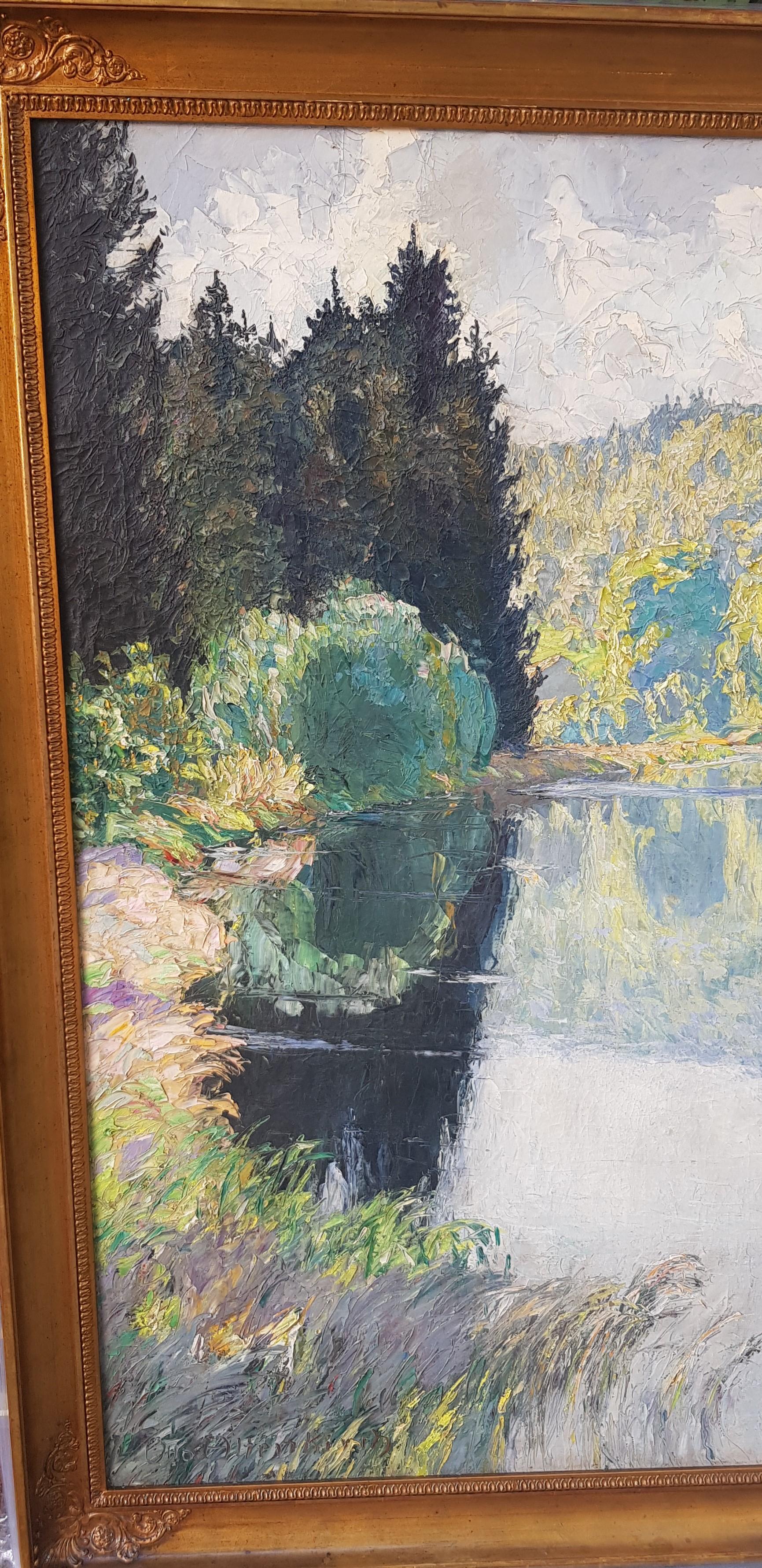 Marzo - Impresión paisaje lienzo Colores Verde Azul Gris Blanco Amarillo Rosa en venta 6