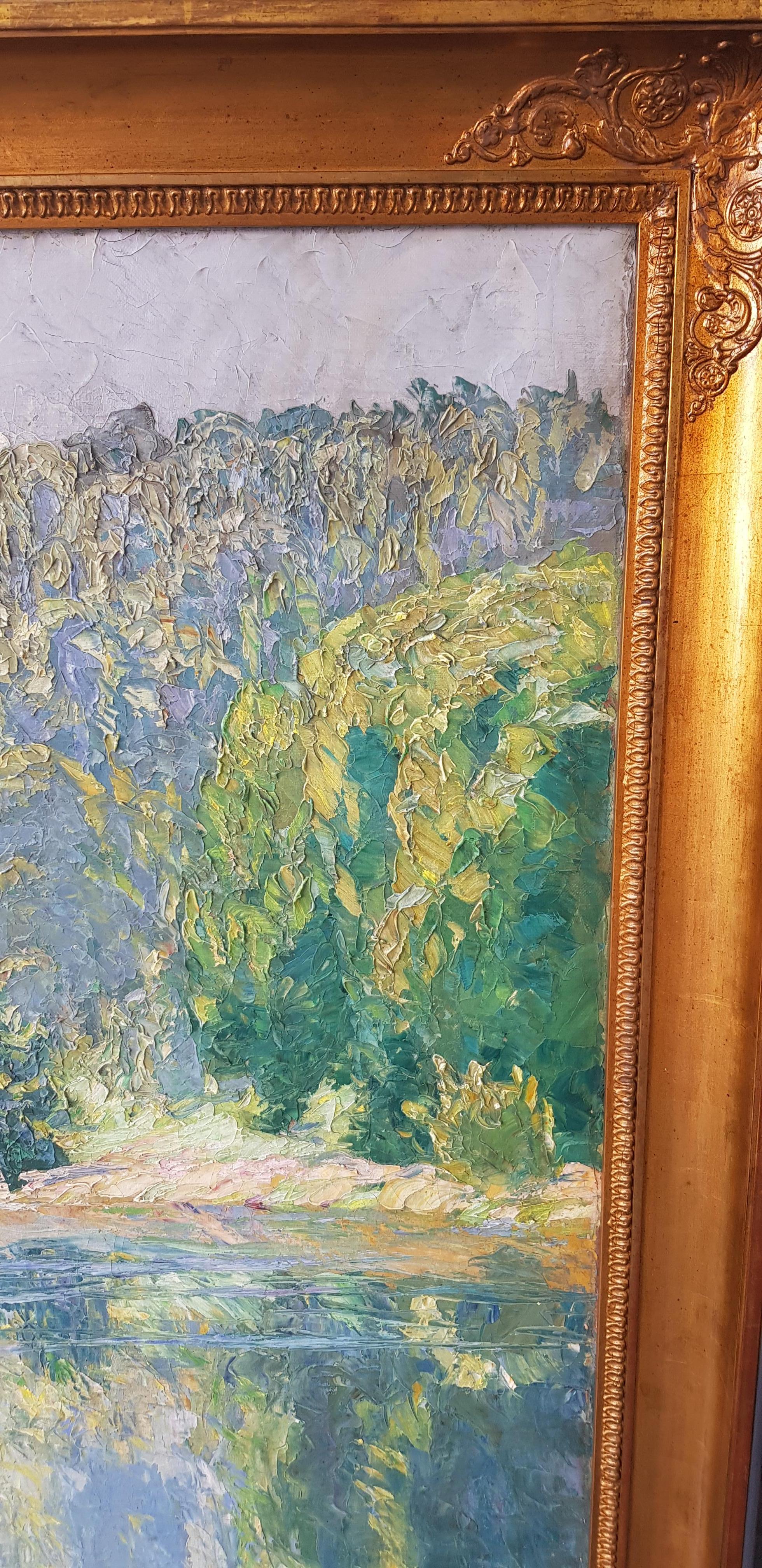 Marzo - Impresión paisaje lienzo Colores Verde Azul Gris Blanco Amarillo Rosa en venta 9
