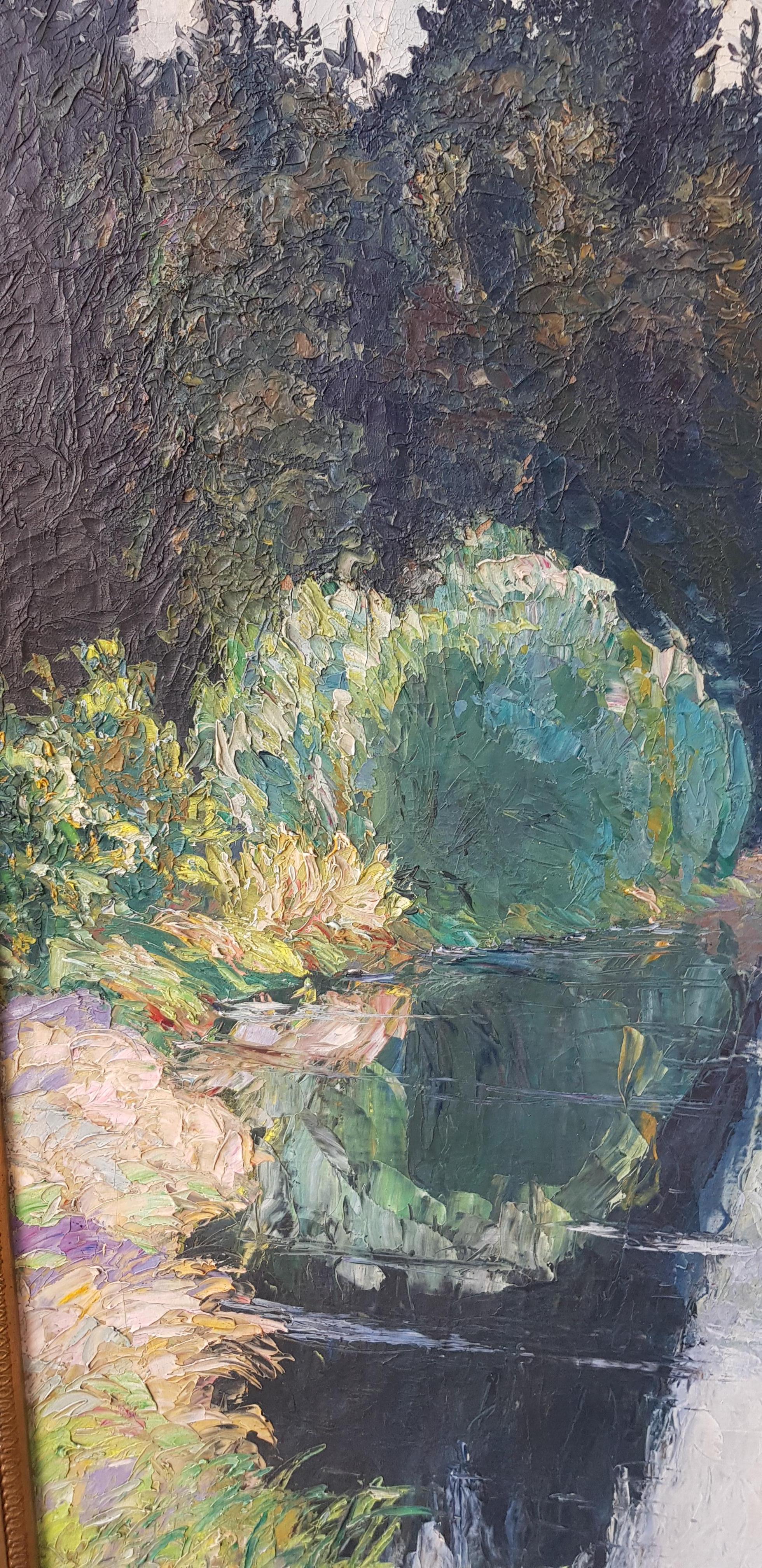 Marzo - Impresión paisaje lienzo Colores Verde Azul Gris Blanco Amarillo Rosa - Print Contemporáneo de Otto Altenkirch