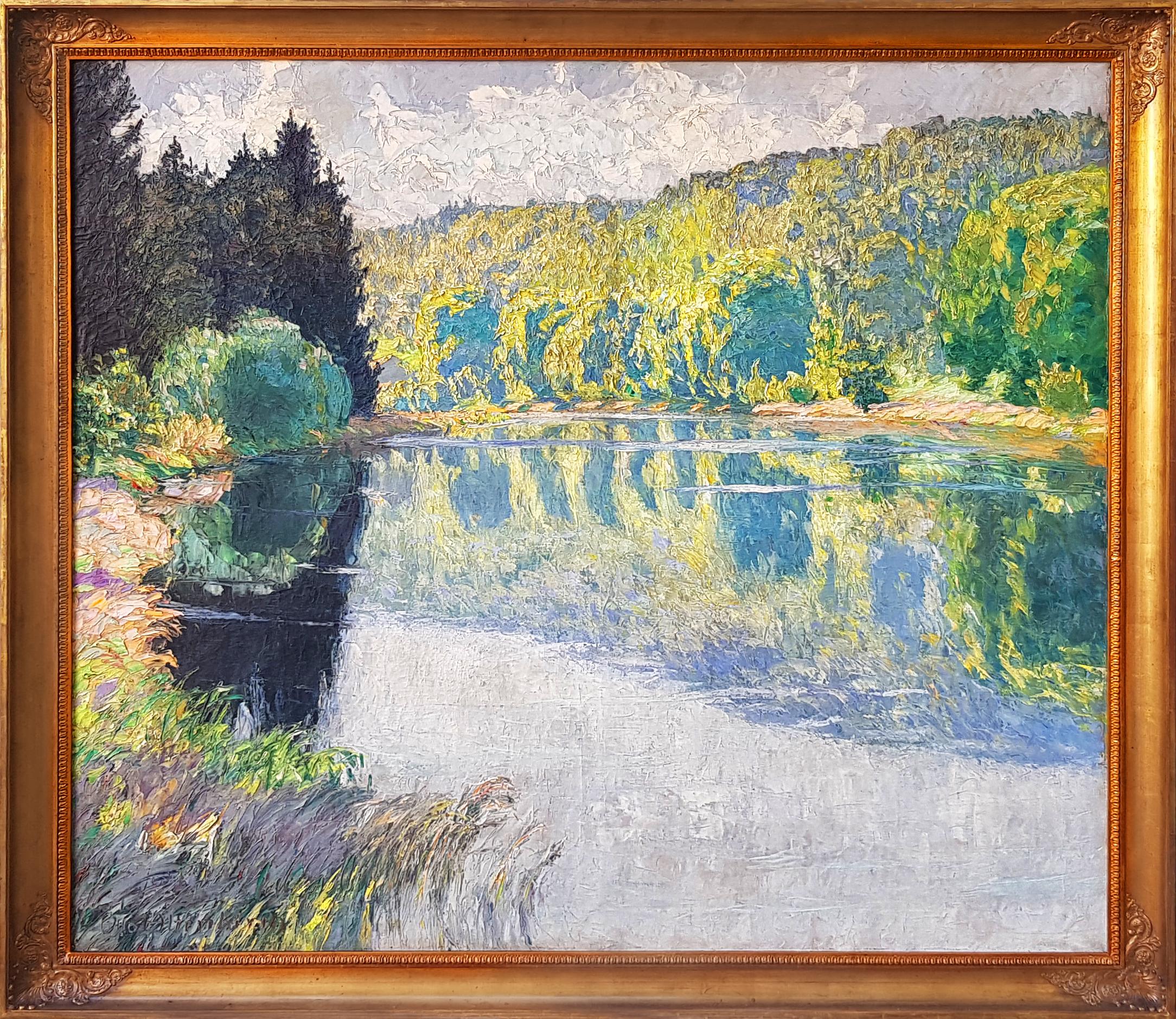 Landscape Print de Otto Altenkirch - Marzo - Impresión paisaje lienzo Colores Verde Azul Gris Blanco Amarillo Rosa