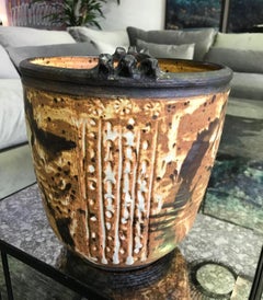 Otto and Vivika Heino Signed Monumental Studio Pottery Six Bird Head Bowl Pot