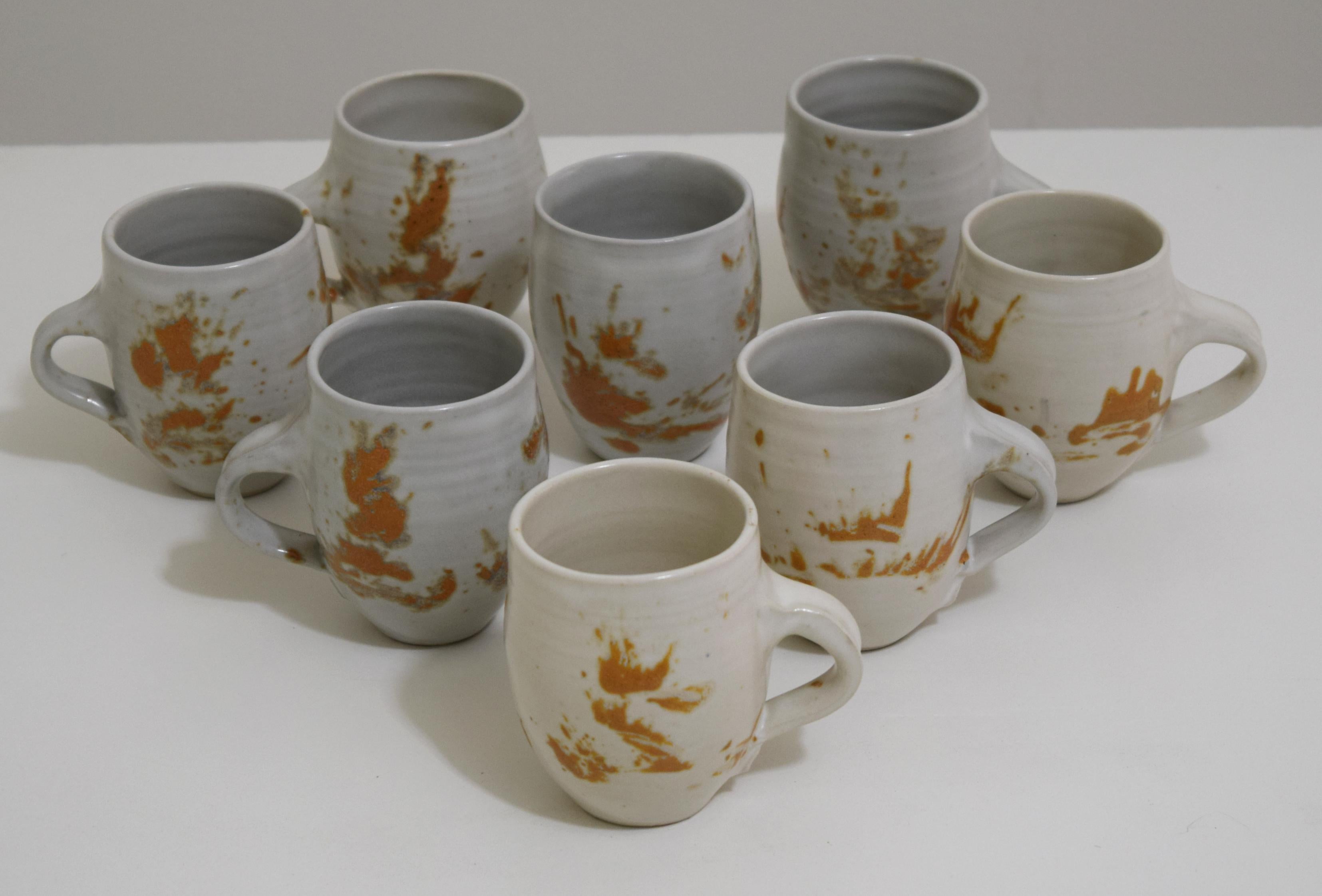 Set of 8 cups each signed by Otto & Vivika Heino. Produced circa 1965, all 8 coffee cups are in excellent condition and were displayed, not used.
3