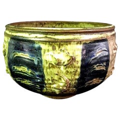 Cuenco grande de California Studio Pottery de mediados de siglo firmado por Otto and Vivika Heino