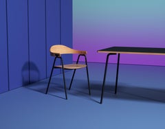 Hayche Otto Chair, Oak Plywood and Powder Coated Black Steel Frame, UK, In stock