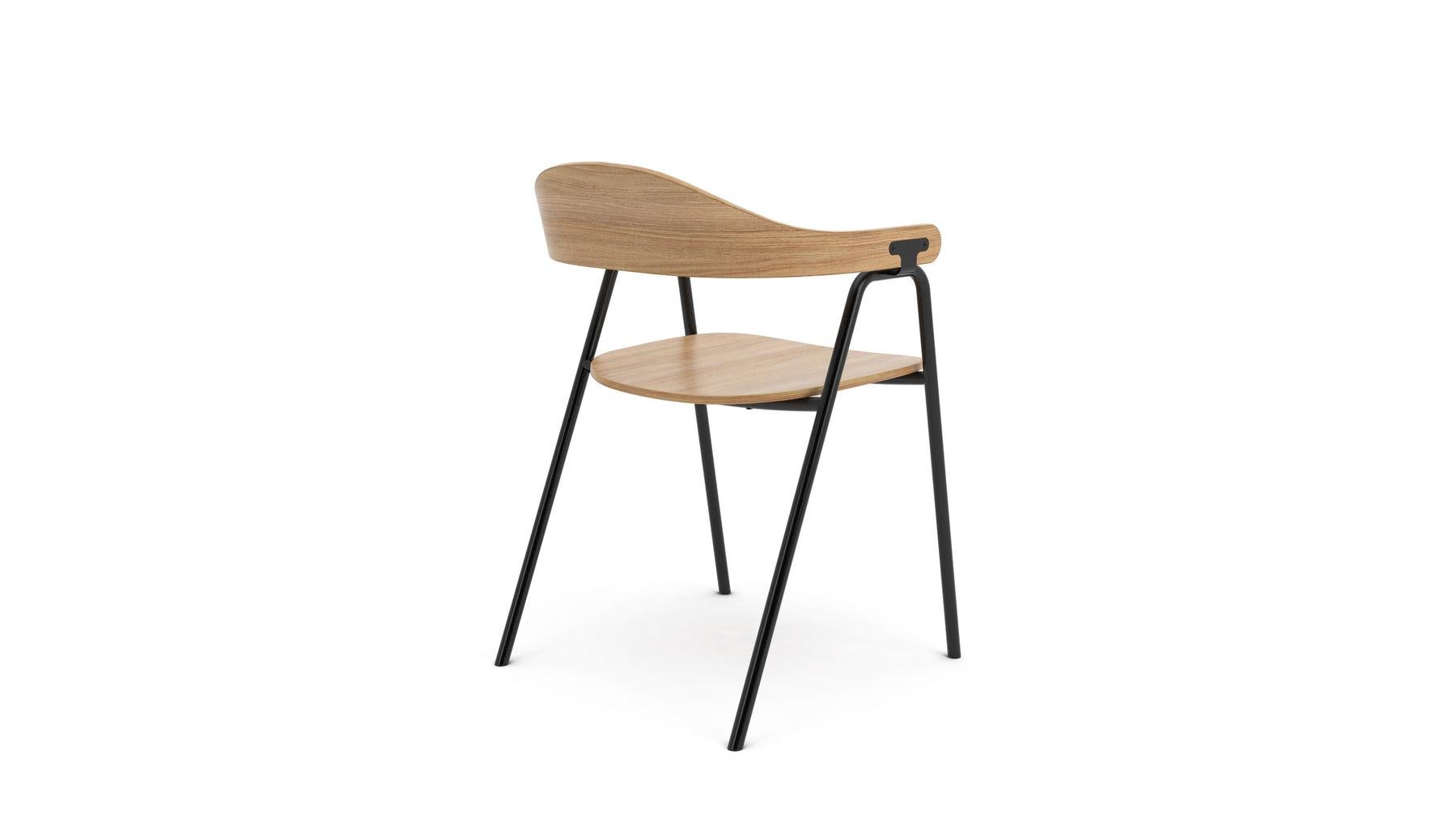 Modern Hayche Otto Chair, Oak Plywood and Powder Coated Black Steel Frame, UK, In stock For Sale
