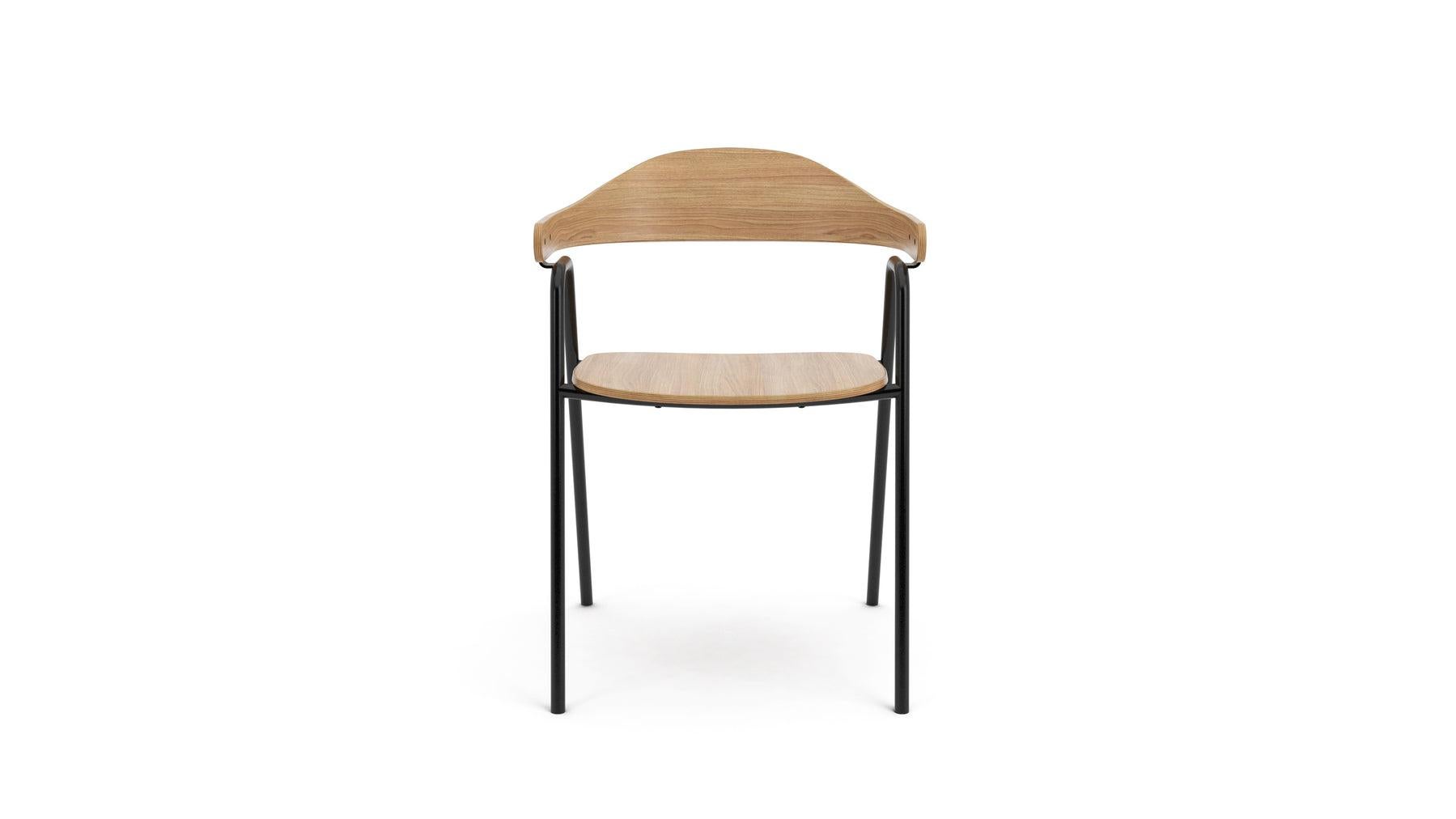 Metalwork Hayche Otto Chair, Oak Plywood and Powder Coated Black Steel Frame, UK, In stock For Sale