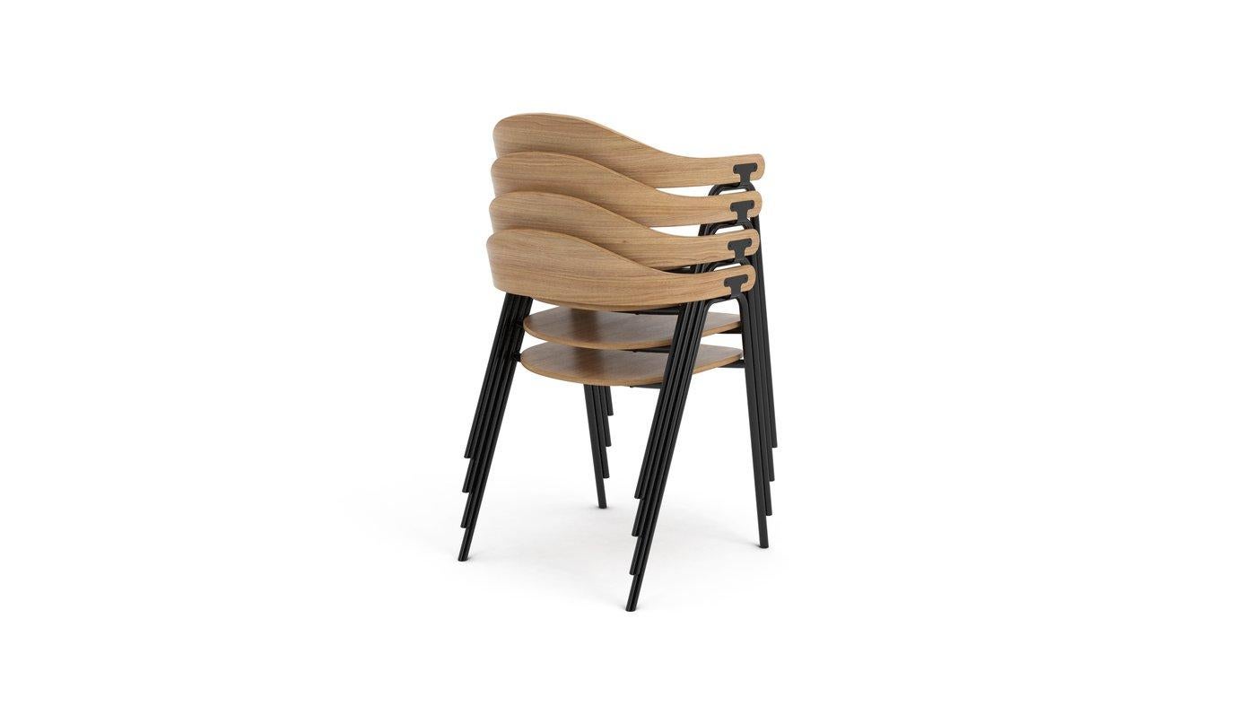 Hayche Otto Chair, Oak Plywood and Powder Coated Black Steel Frame, UK, In stock In New Condition For Sale In Liverpool, GB