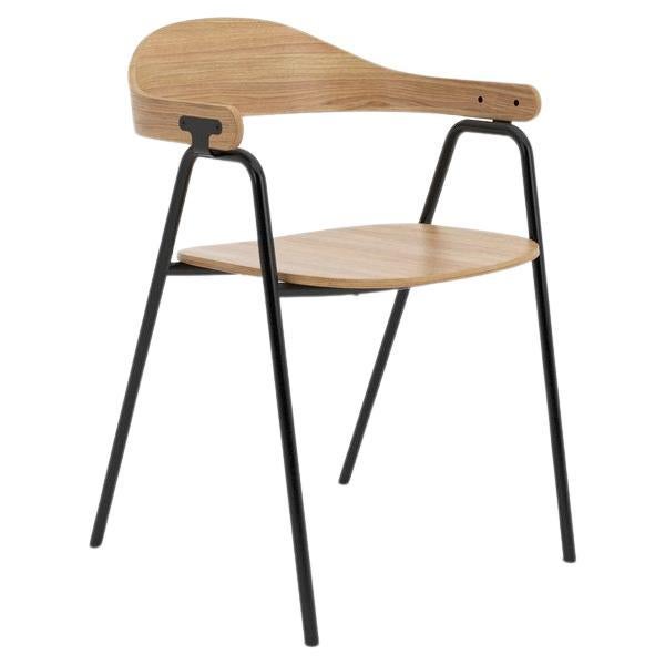 Hayche Otto Chair, Oak Plywood and Powder Coated Black Steel Frame, UK, In stock For Sale