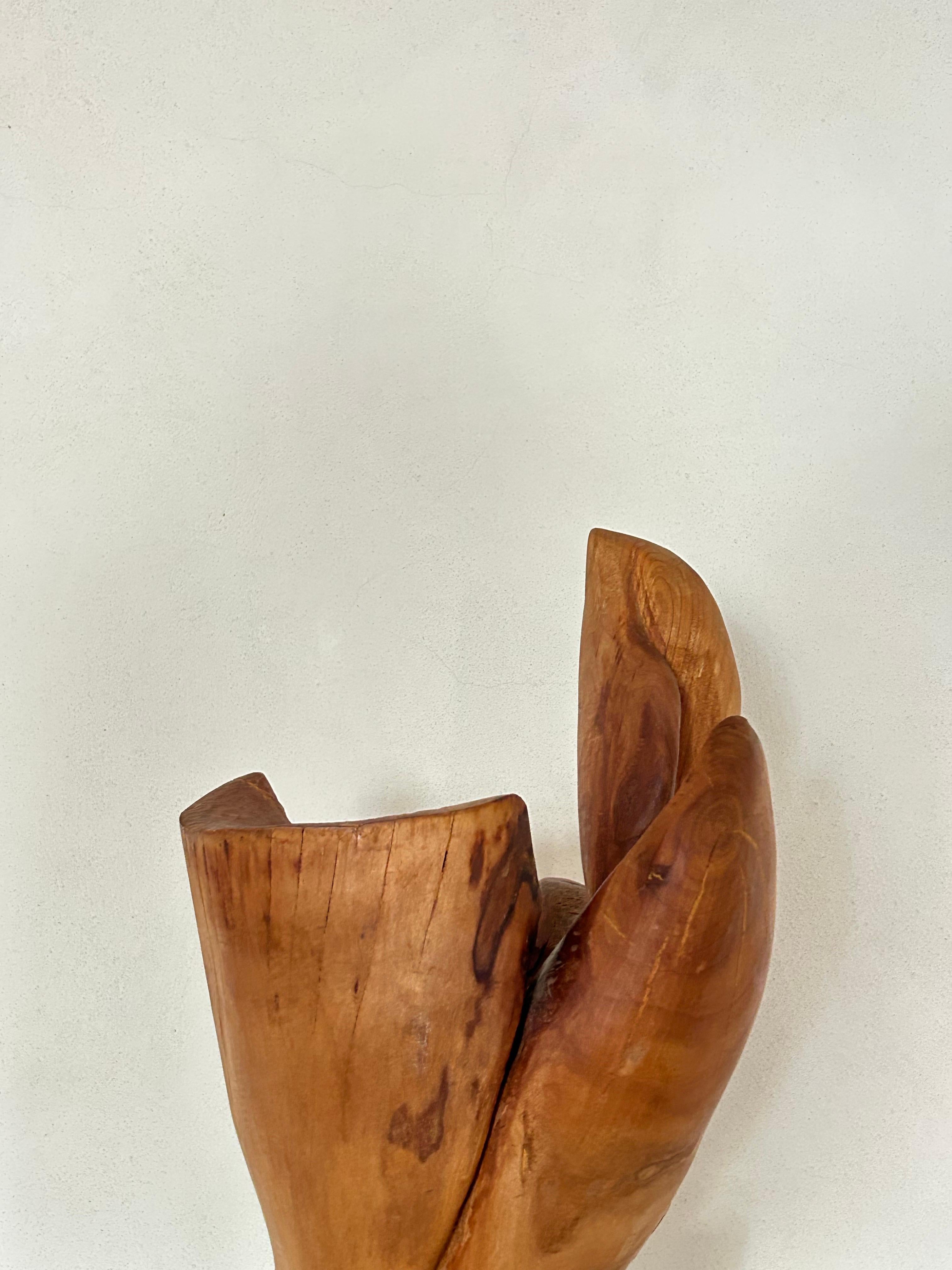 A powerful sculpture carved from a single solid piece of wood by Danish artist Otto Baagøe Nielsen, created in 2001. The piece exemplifies Nielsen’s mastery of form — a harmonious balance between organic movement and precise craftsmanship, rendered