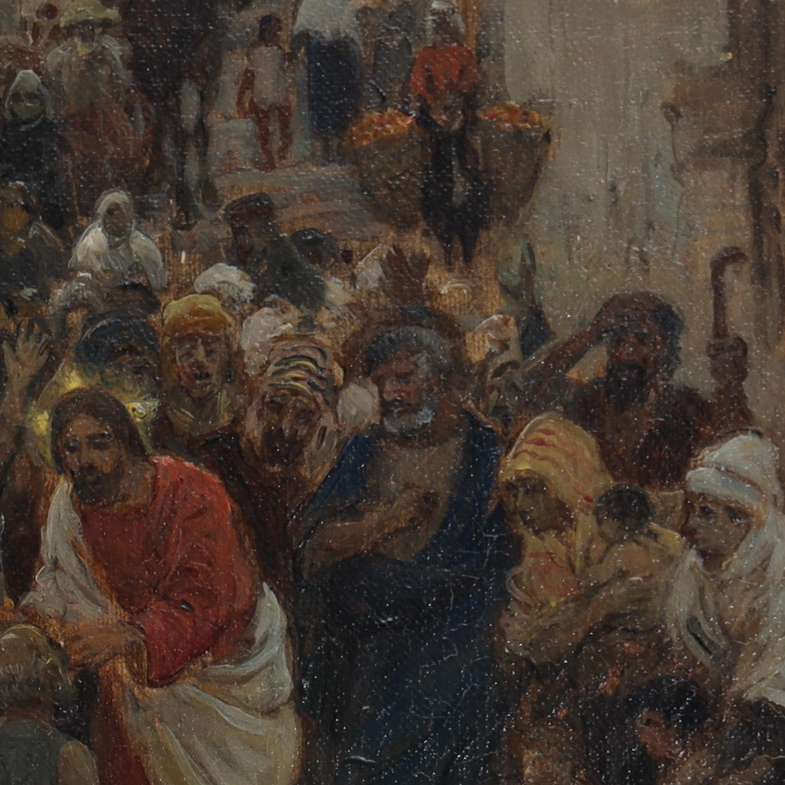 Jesus Healing a Blind Man - Modern Painting by Otto Bache