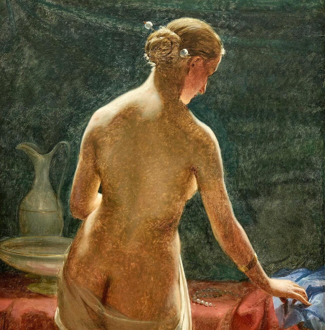 19th Century Neoclassical Scene - Psyche, Oil on Canvas - Brown Nude Painting by Otto Bache