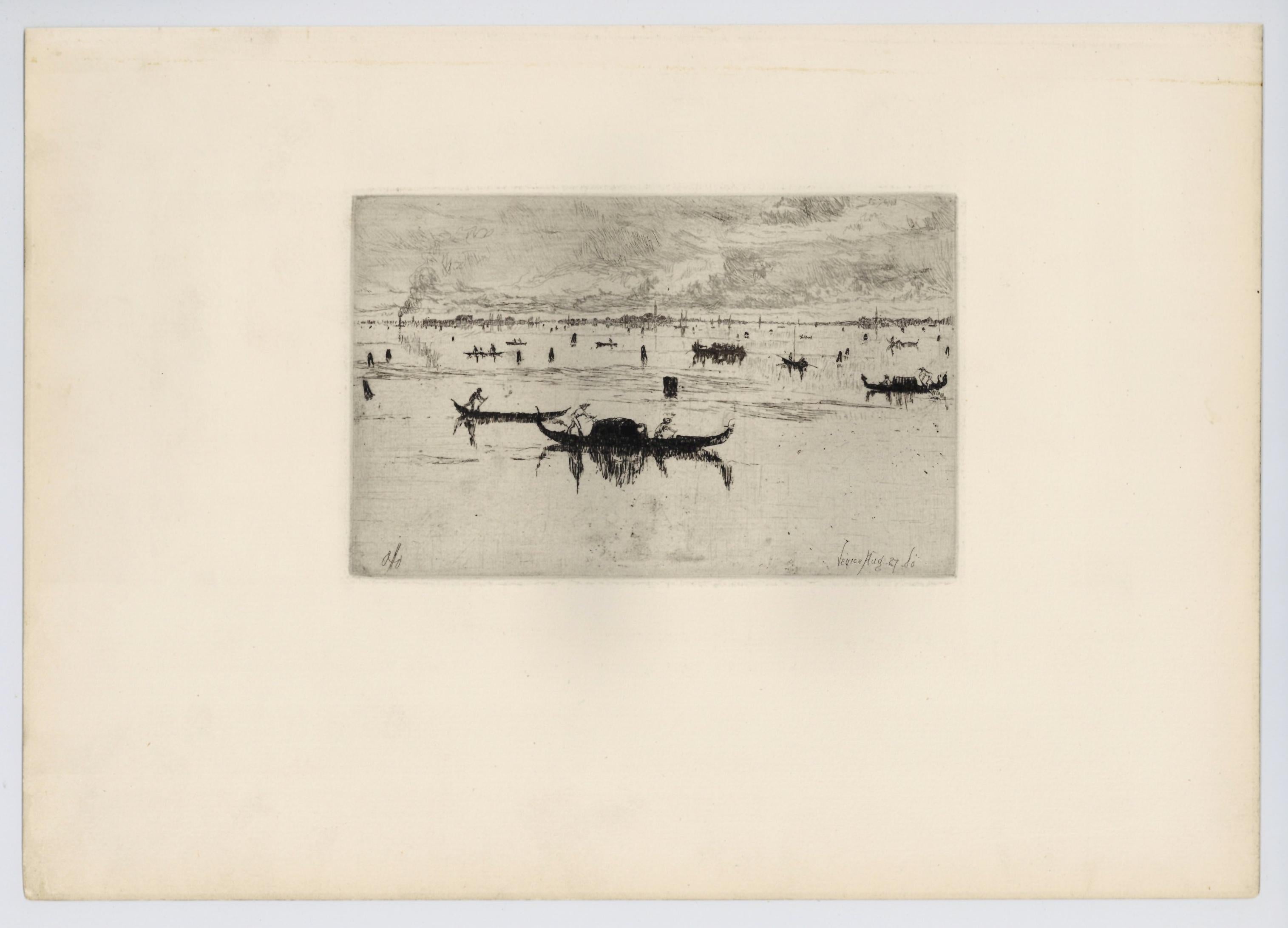 Medium: original etching. This impression on wove paper was printed in 1885 for the Sylvester R. Koehler portfolio of etchings and published by Cassell & Company. Plate size: 4 1/2 x 7 1/4 inches (117 x 182 mm). Signed in the plate, not by