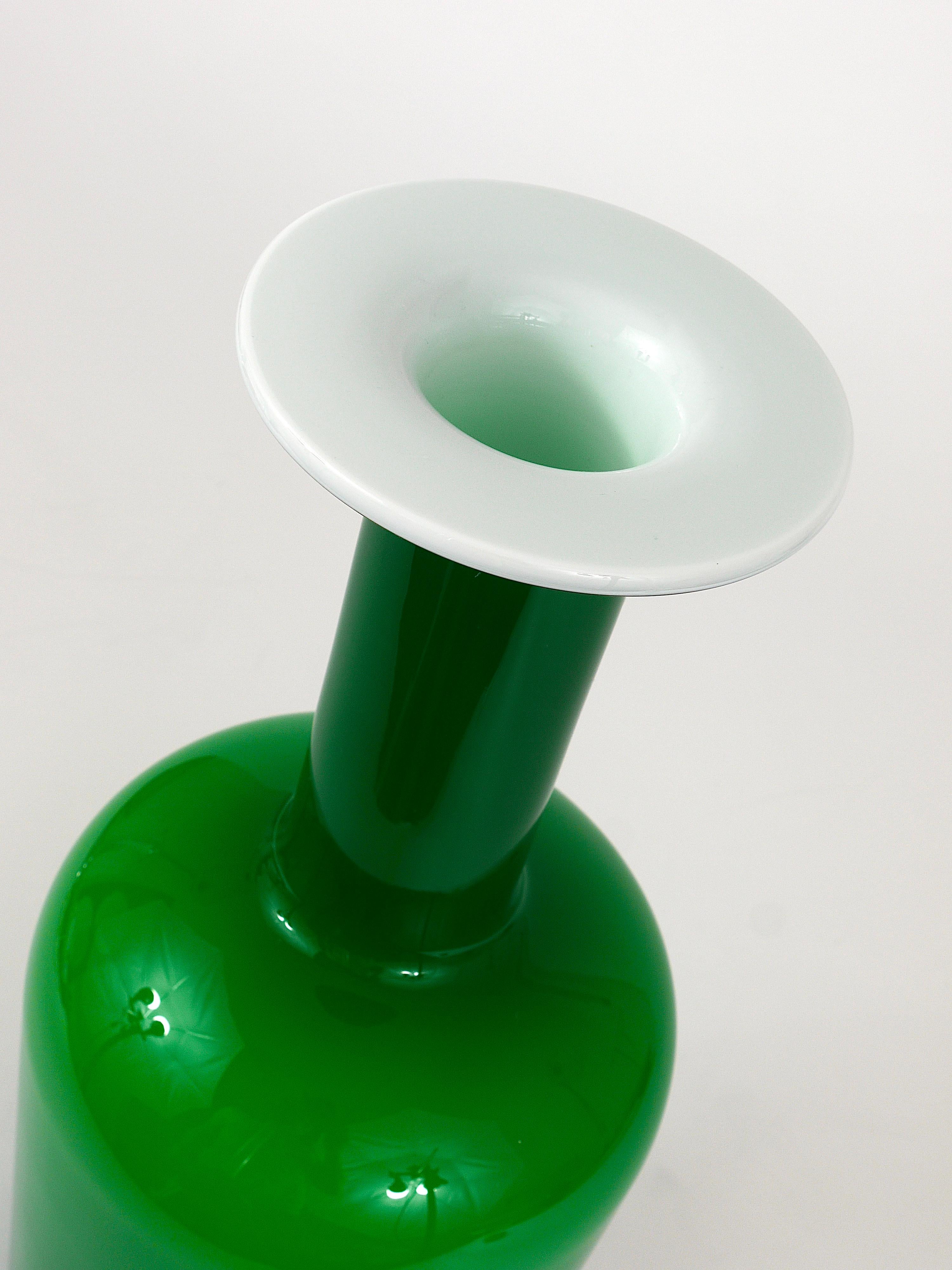 Otto Bauer Gulvase Green and Red Bottle Vase, Holmegaard Kastrup, 1960s 3