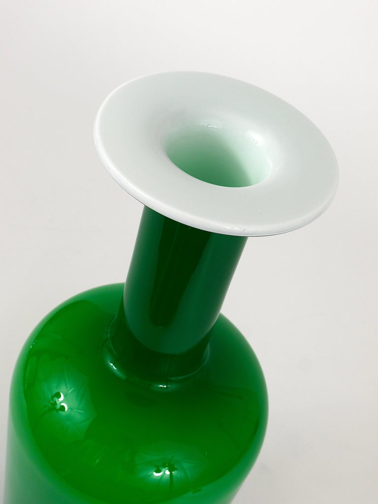 Otto Bauer Gulvase Green and Red Bottle Vase, Holmegaard Kastrup, 1960s For Sale 3