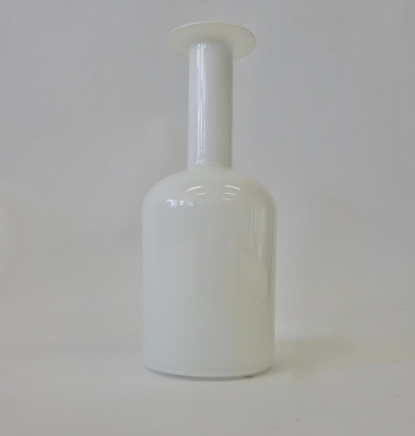 20th Century Otto Brauer Gulvvase series Holmegaard Danish White Cased Glass Bottle Vase