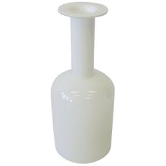 Vintage Otto Bauer for Holmegaard Danish White Cased Glass Bottle Vase