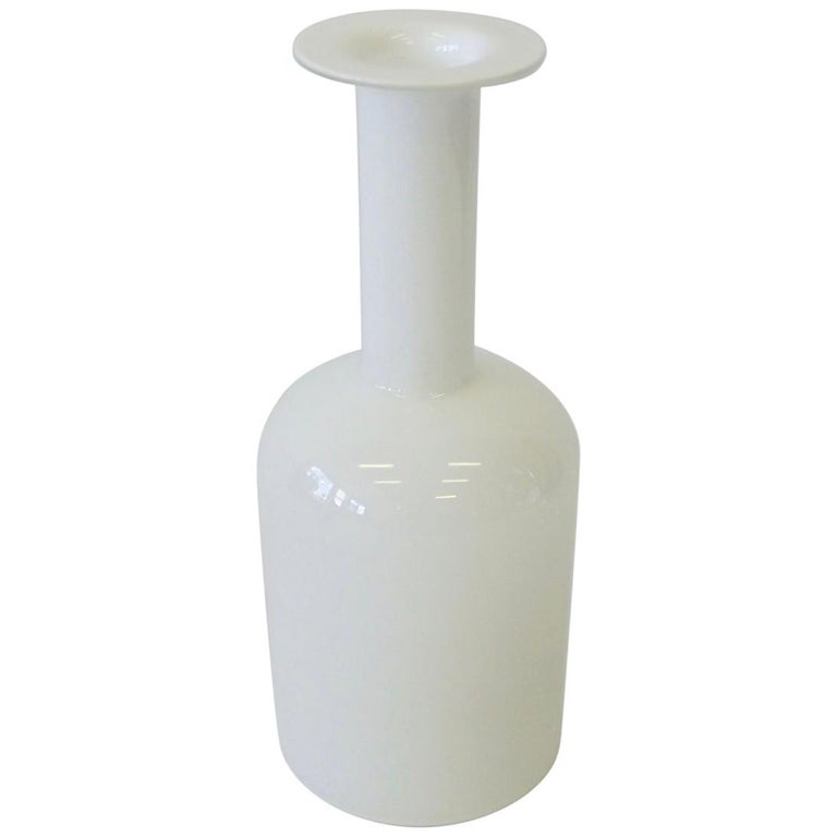 Otto Bauer for Holmegaard Danish White Cased Glass Bottle Vase For Sale at  1stDibs