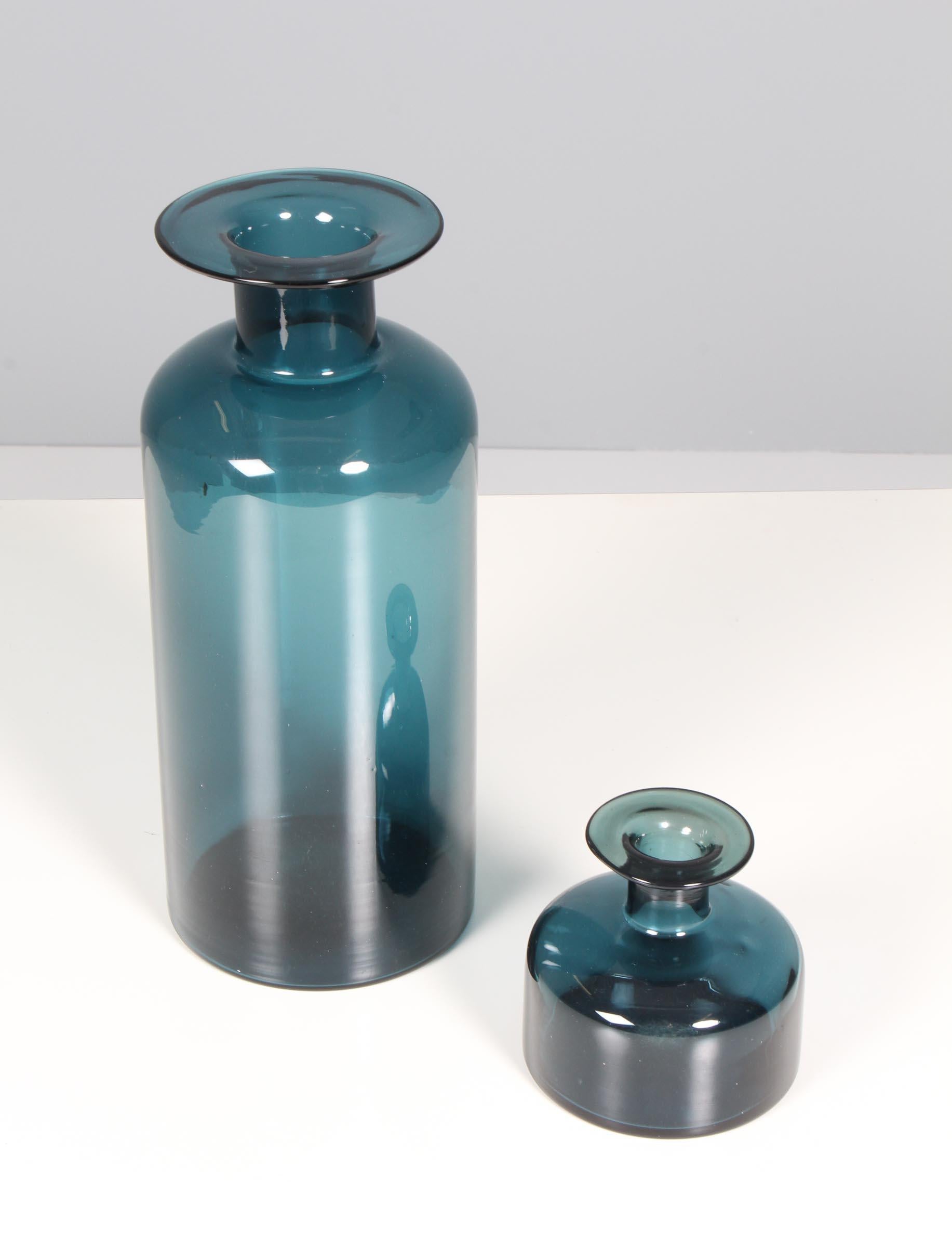 Otto Bauer set of glass vases for Holmegaard. Measures: H. 28/10 cm. Ø. 11/10 cm.