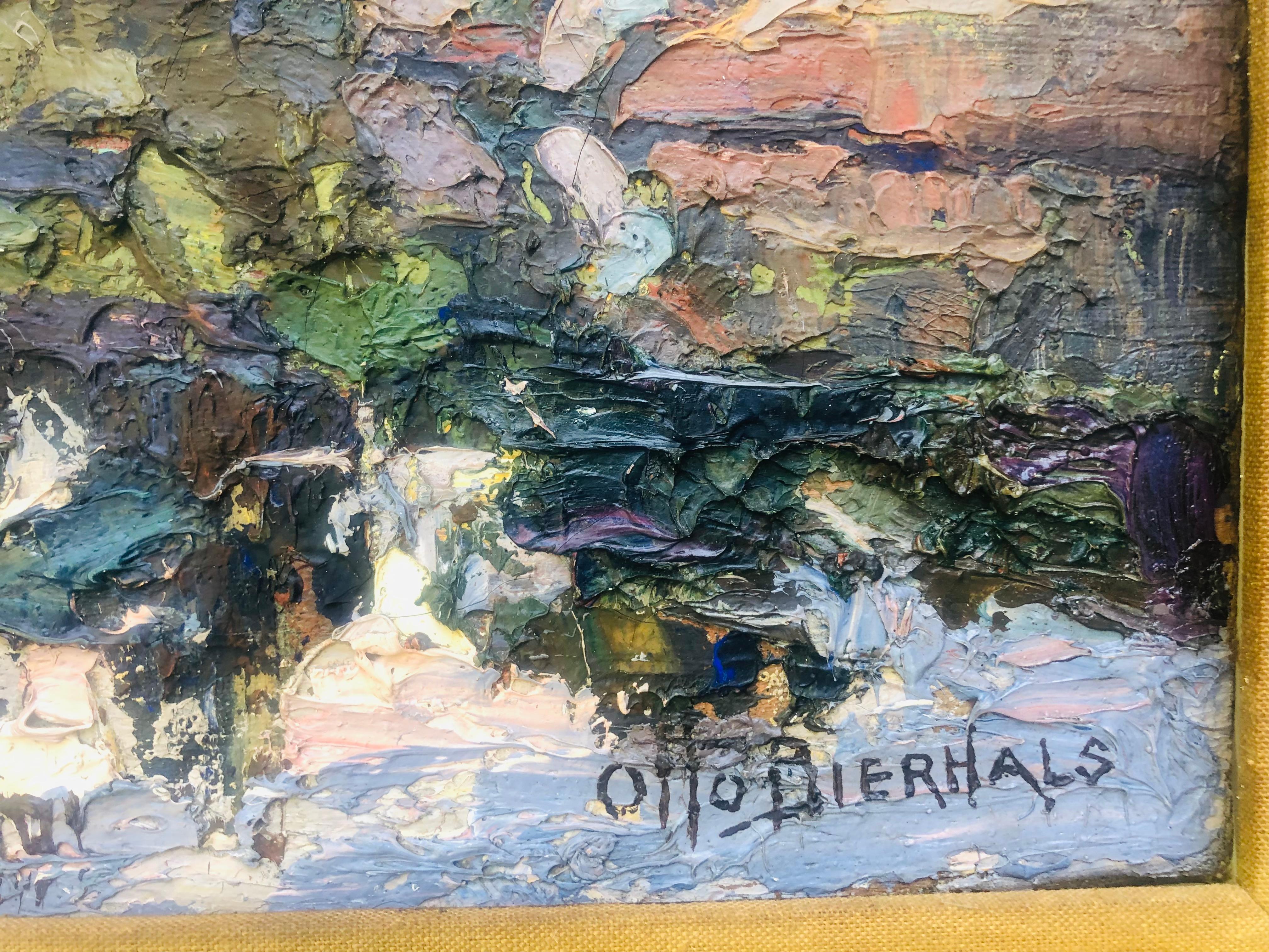 Brilliante Antico 1920 FAUVIST Paesaggio Woodstock Artista Otto Bierhals 1