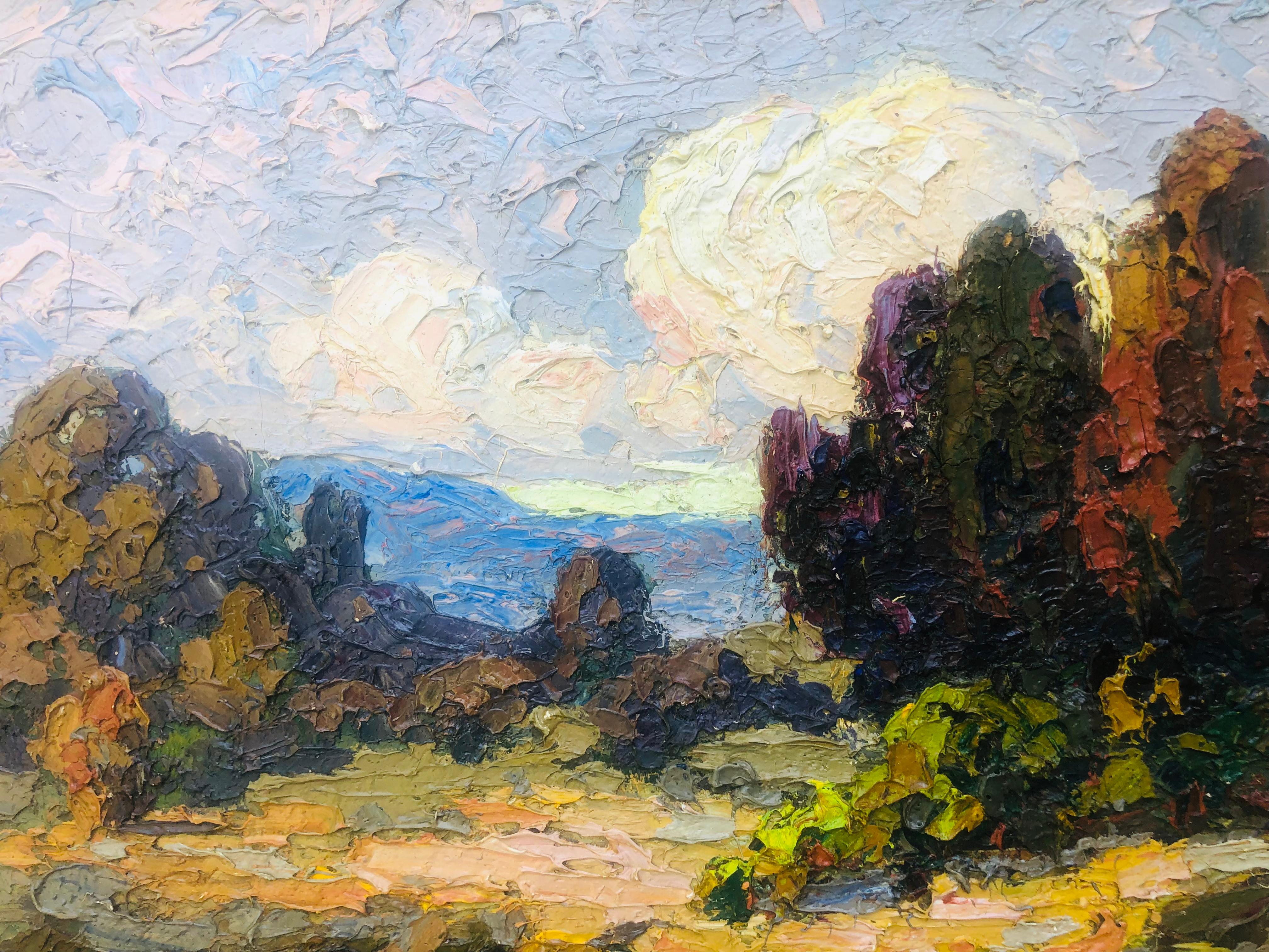 Brilliante Antico 1920 FAUVIST Paesaggio Woodstock Artista Otto Bierhals 2