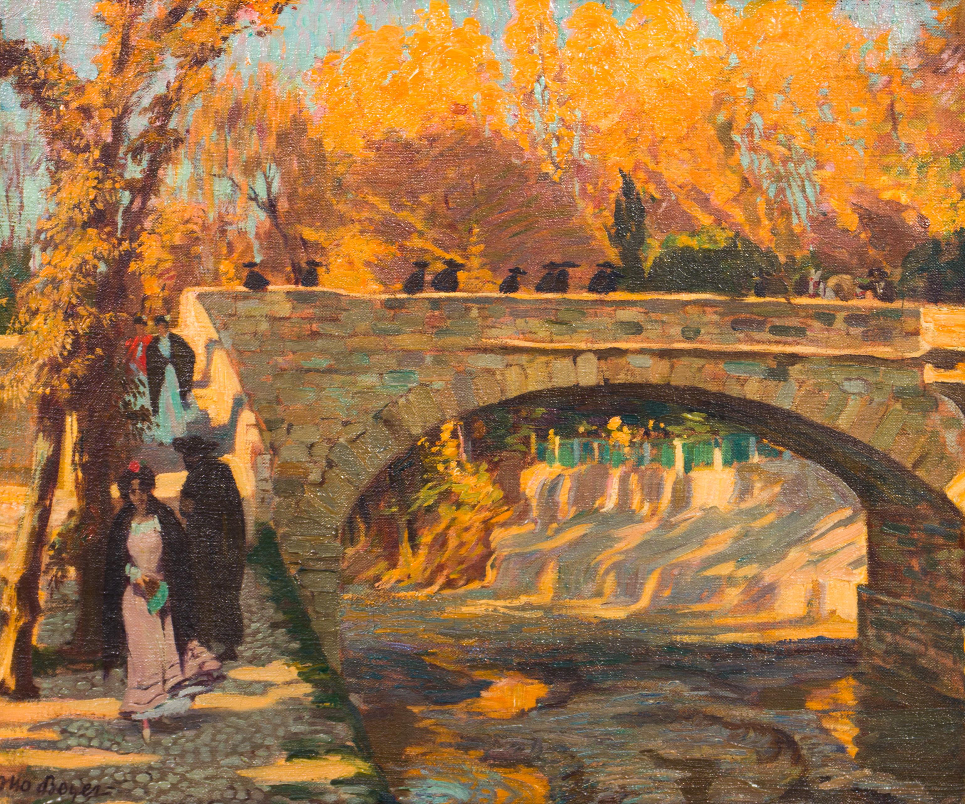 Landscape Painting di Otto Boyer - Abendsomme a Granada / Sole di sera a Granada