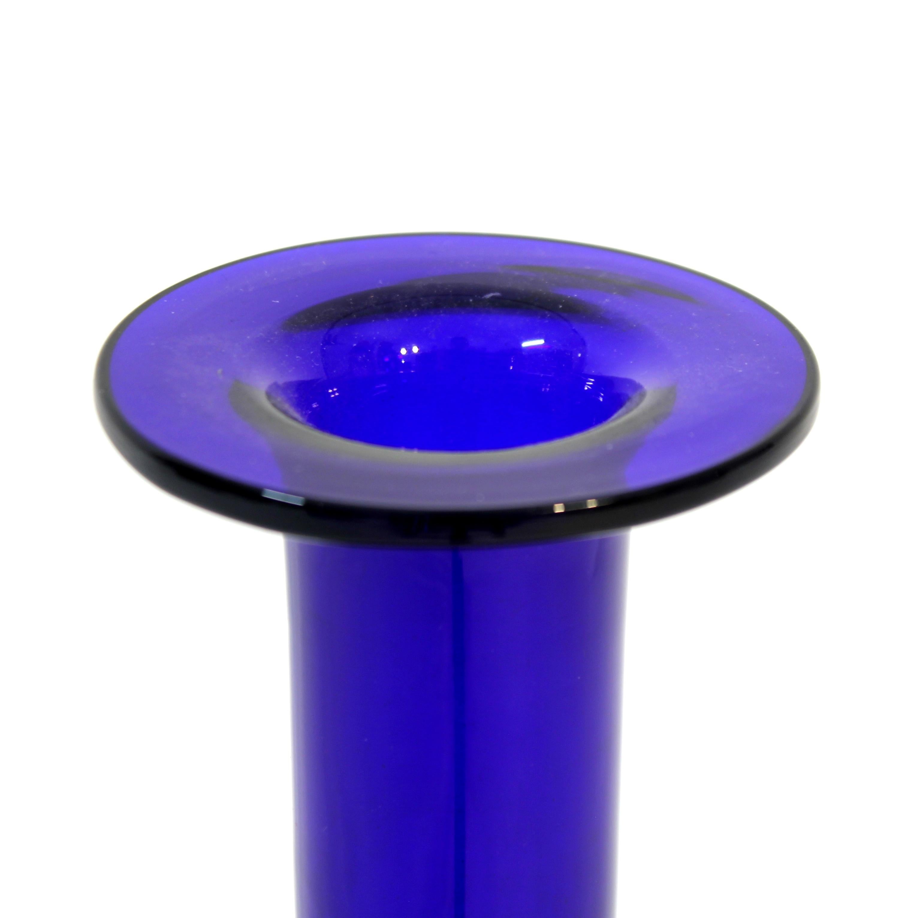 Glass Otto Brauer, blue glass vase for Holmegaard, 1960s For Sale