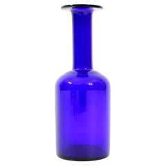 Vintage Otto Brauer, blue glass vase for Holmegaard, 1960s