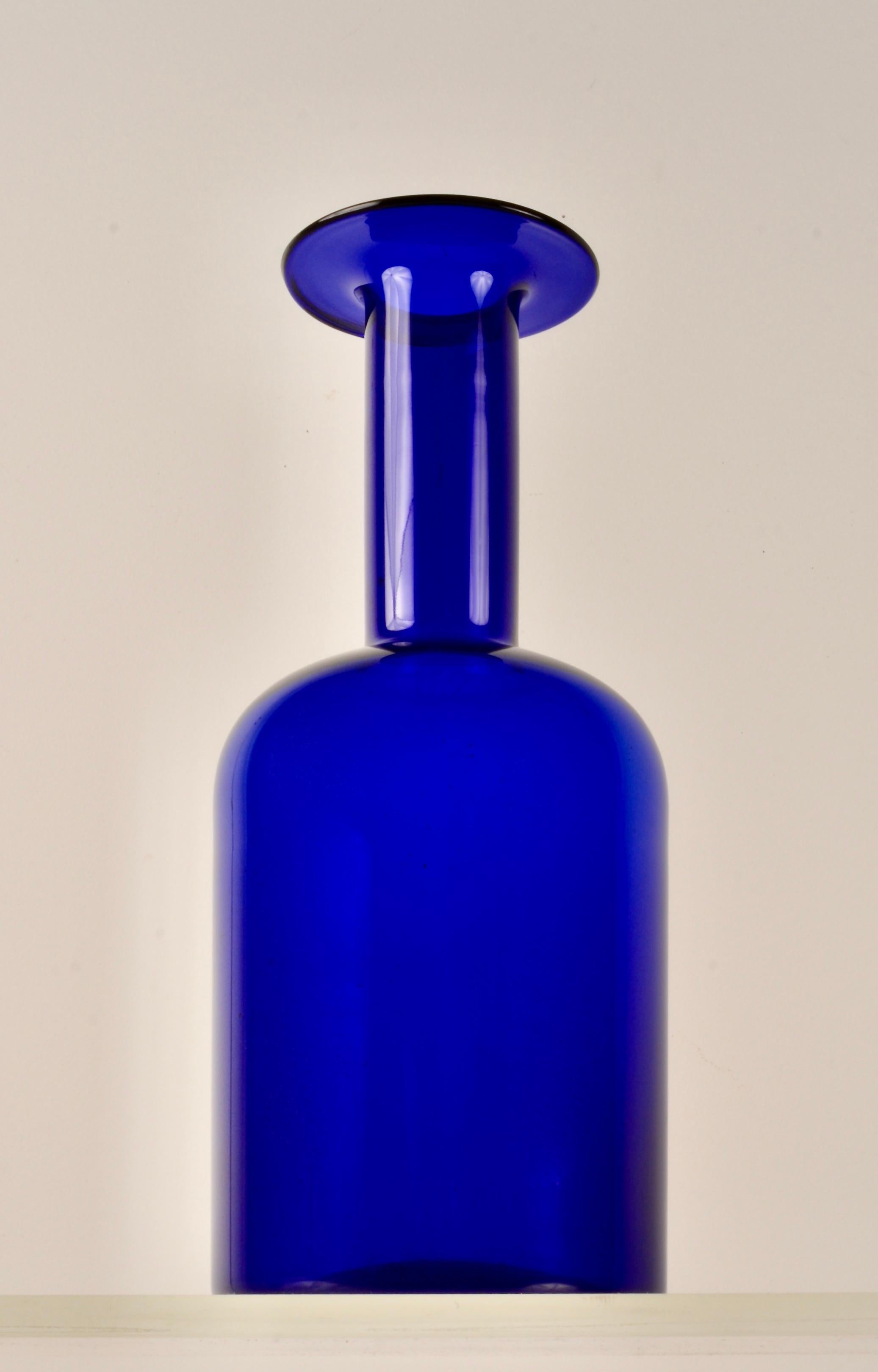 Iconic Holmegaard vase in deep cobolt blue. The nice large size. This example in very fine condition.